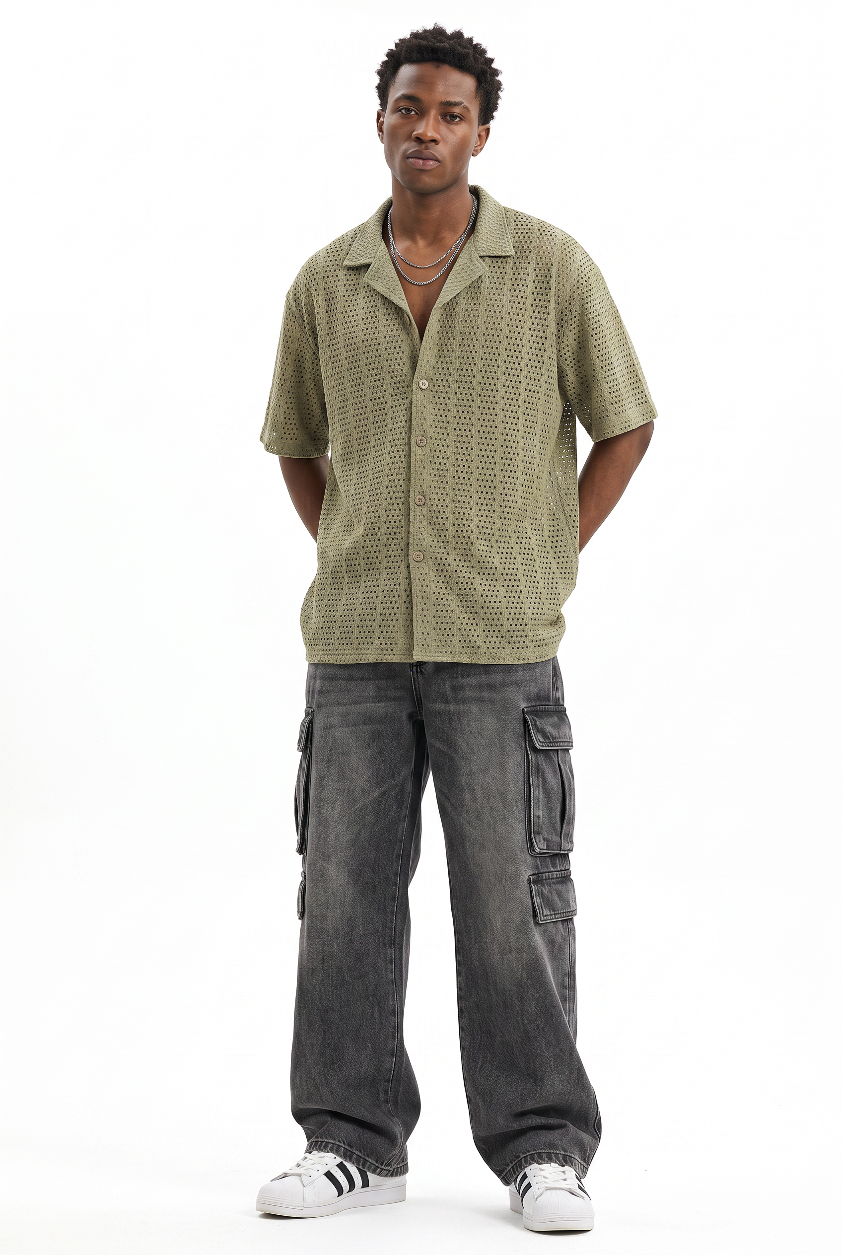 Olive Chest Pocket Casual Shirt