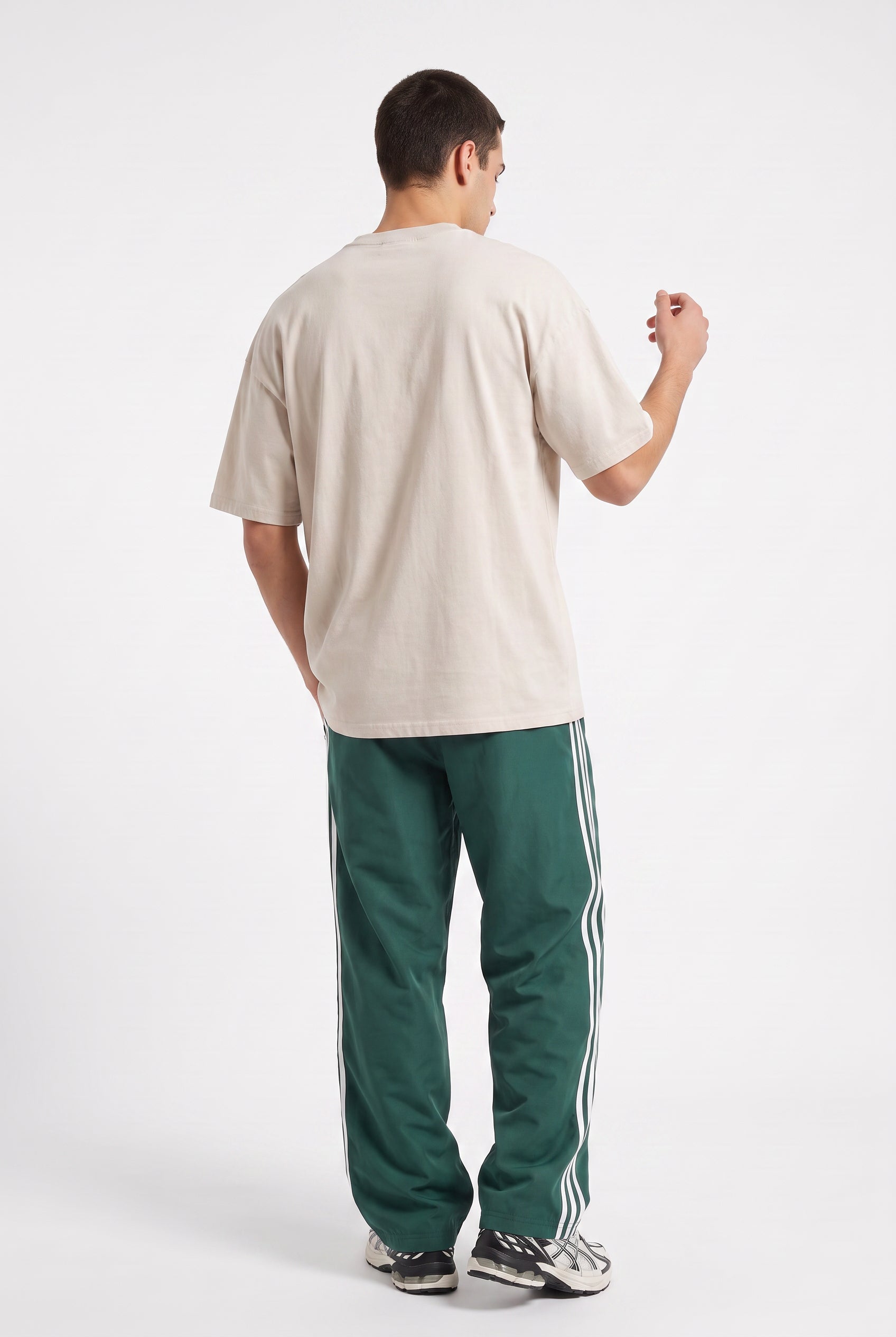 Beige Oversized Crew Neck Tee