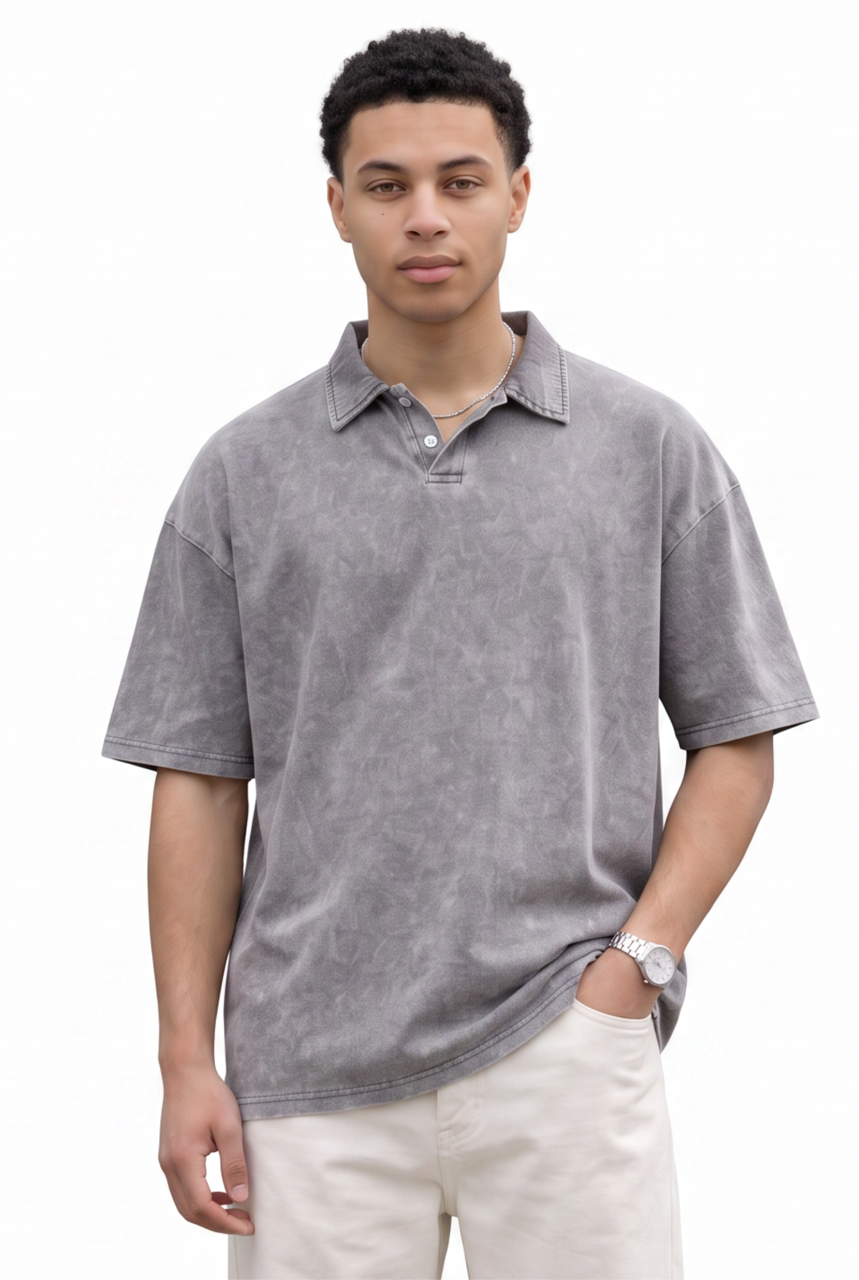 Grey Dropped Shoulder Oversized Tee