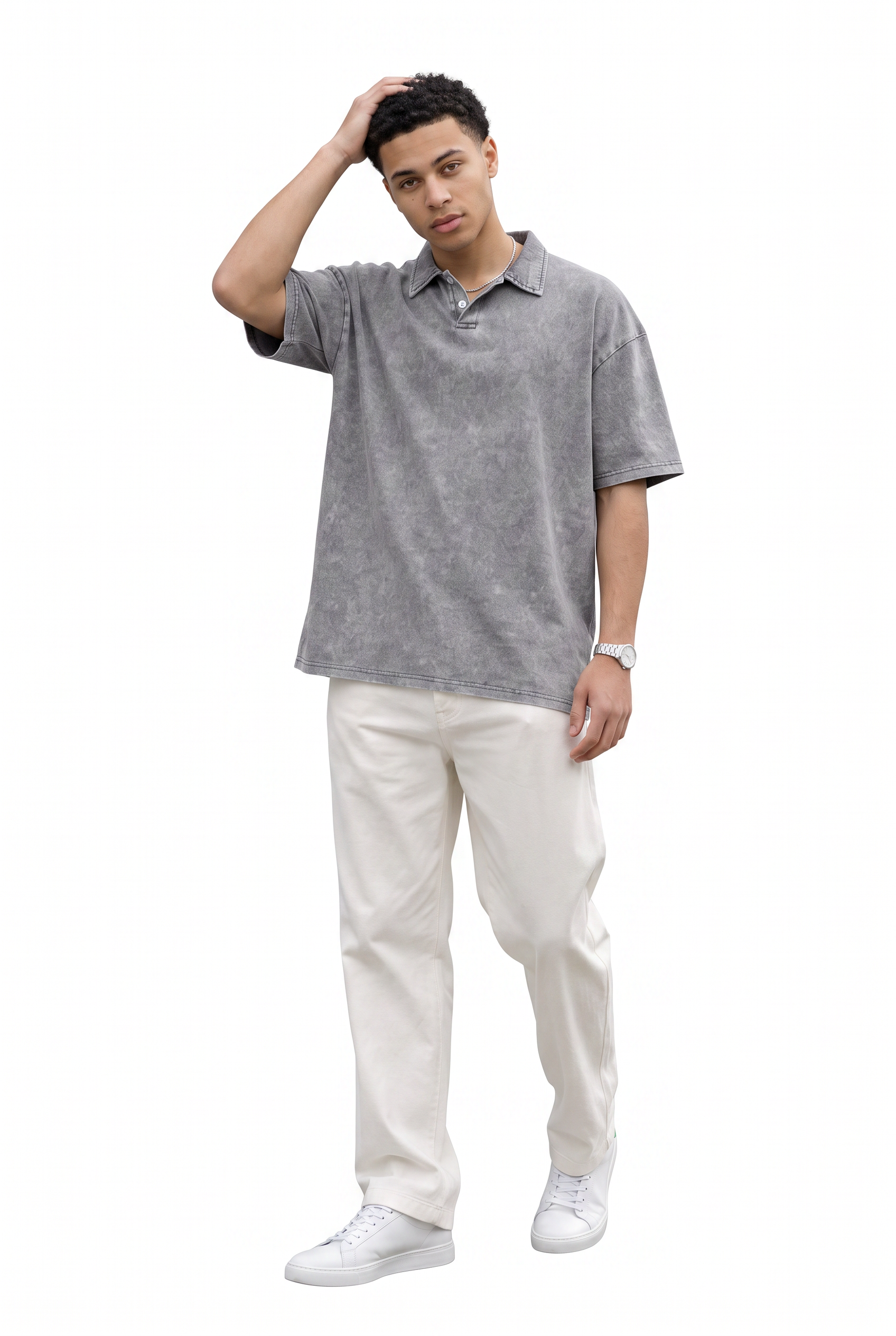 Grey Dropped Shoulder Oversized Tee