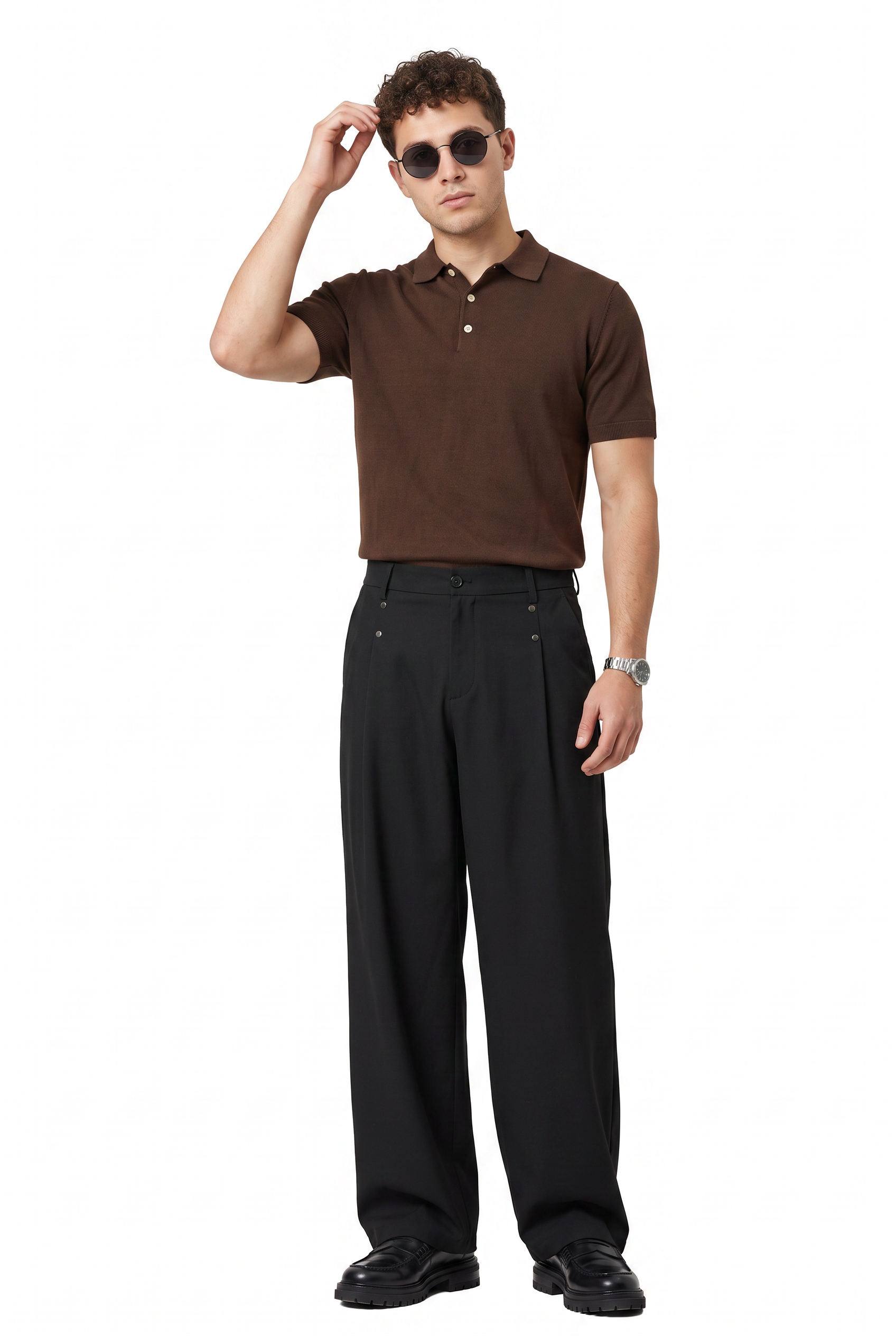 Black Flat Front Slim Formal Trousers