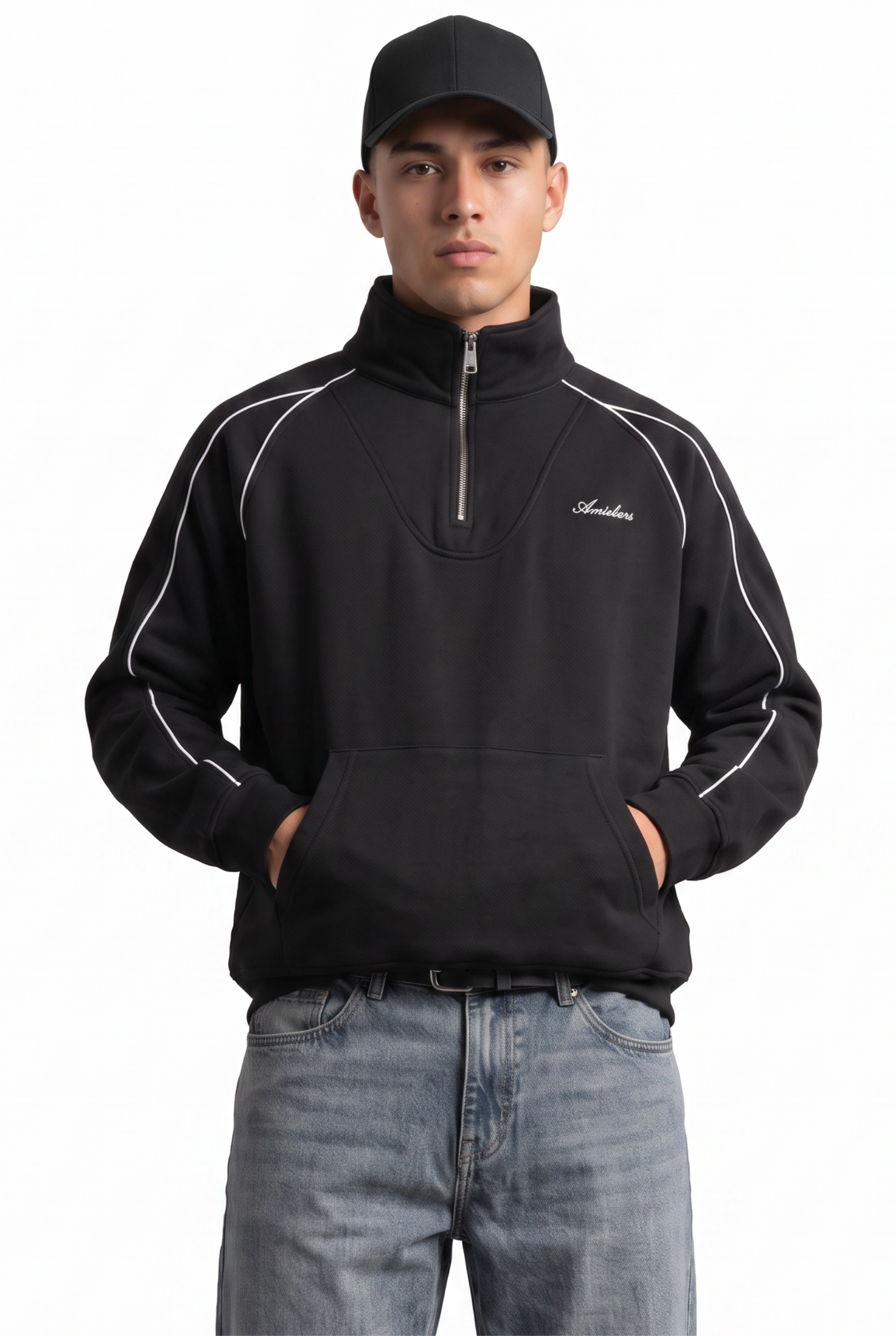 Black Ribbed Oversized Sweatshirt