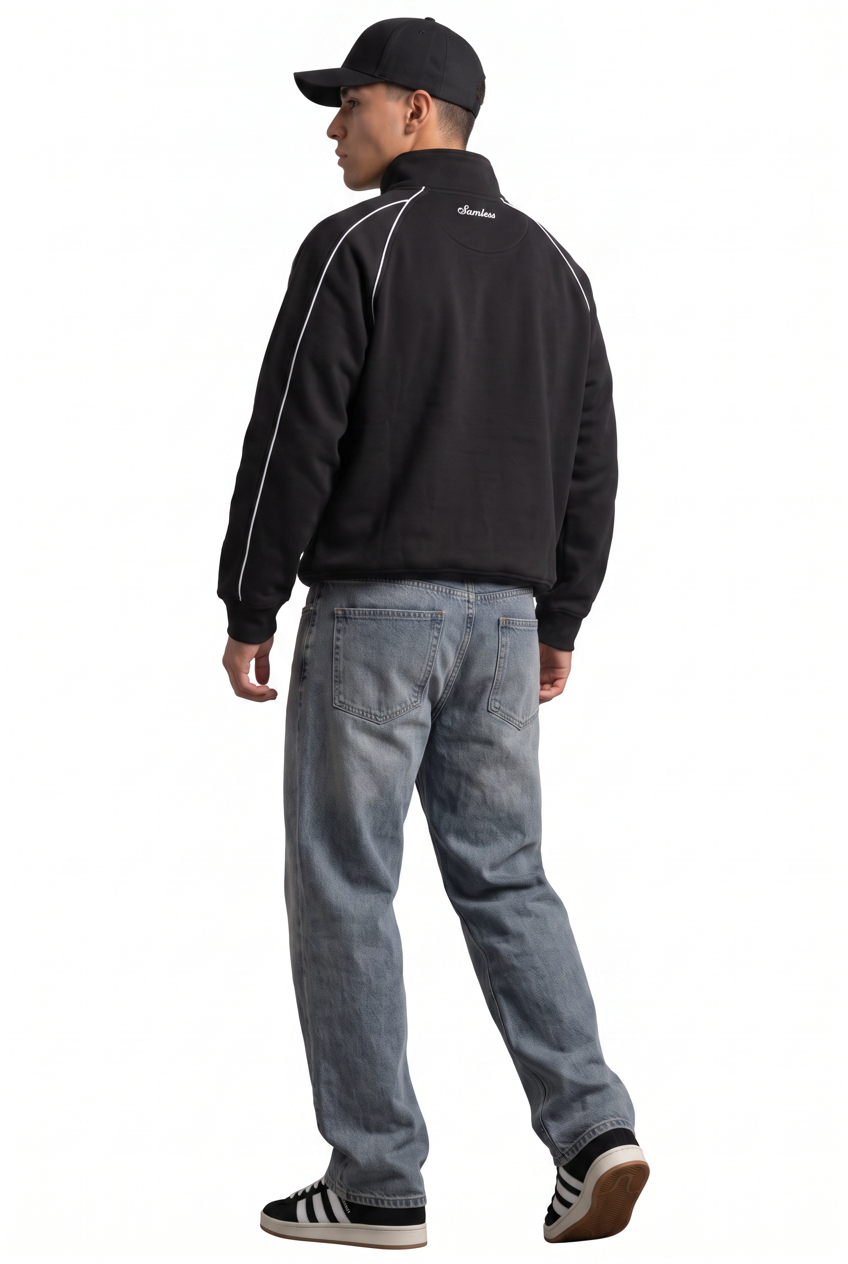 Black Ribbed Oversized Sweatshirt
