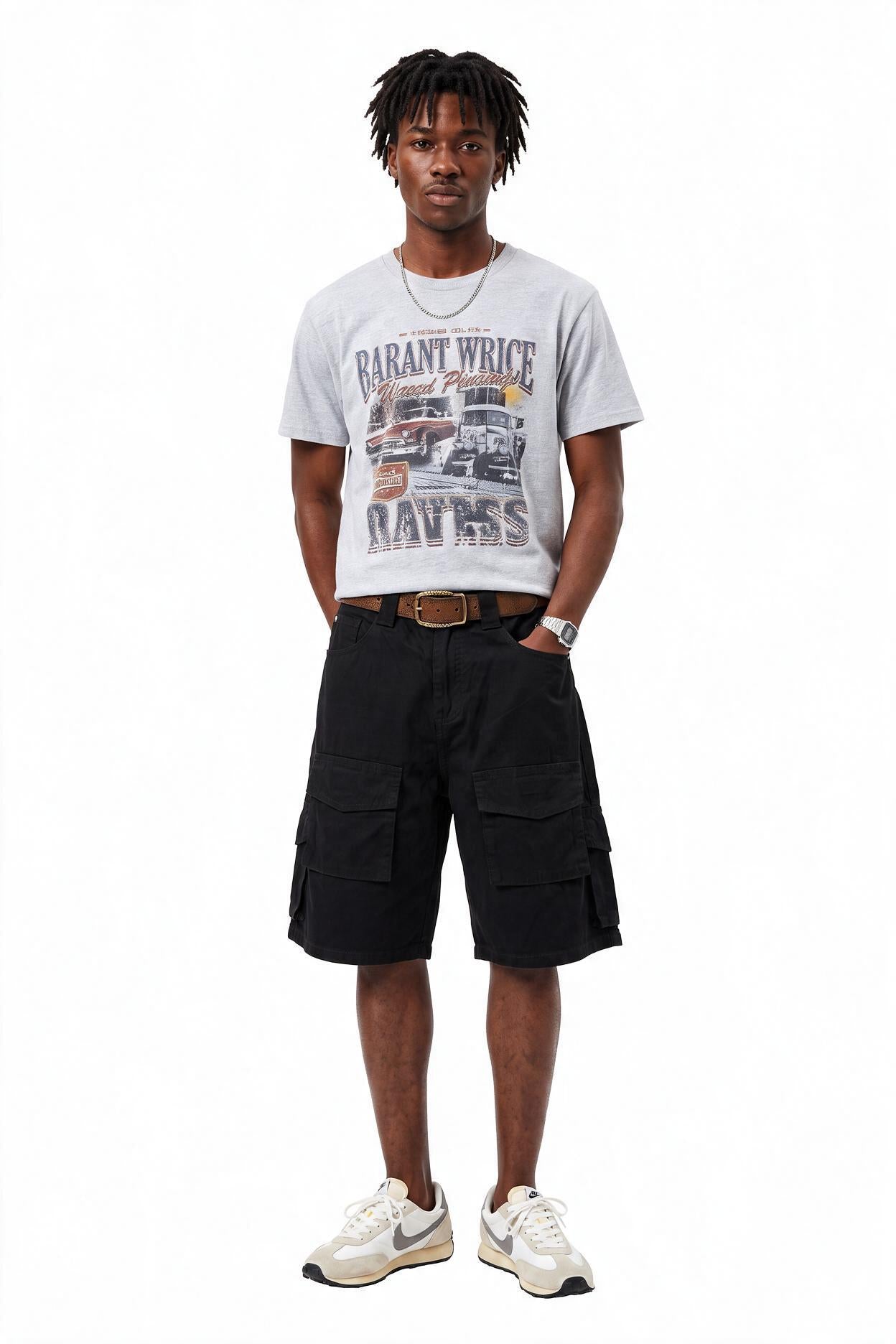 Black Drawstring Regular Shorts