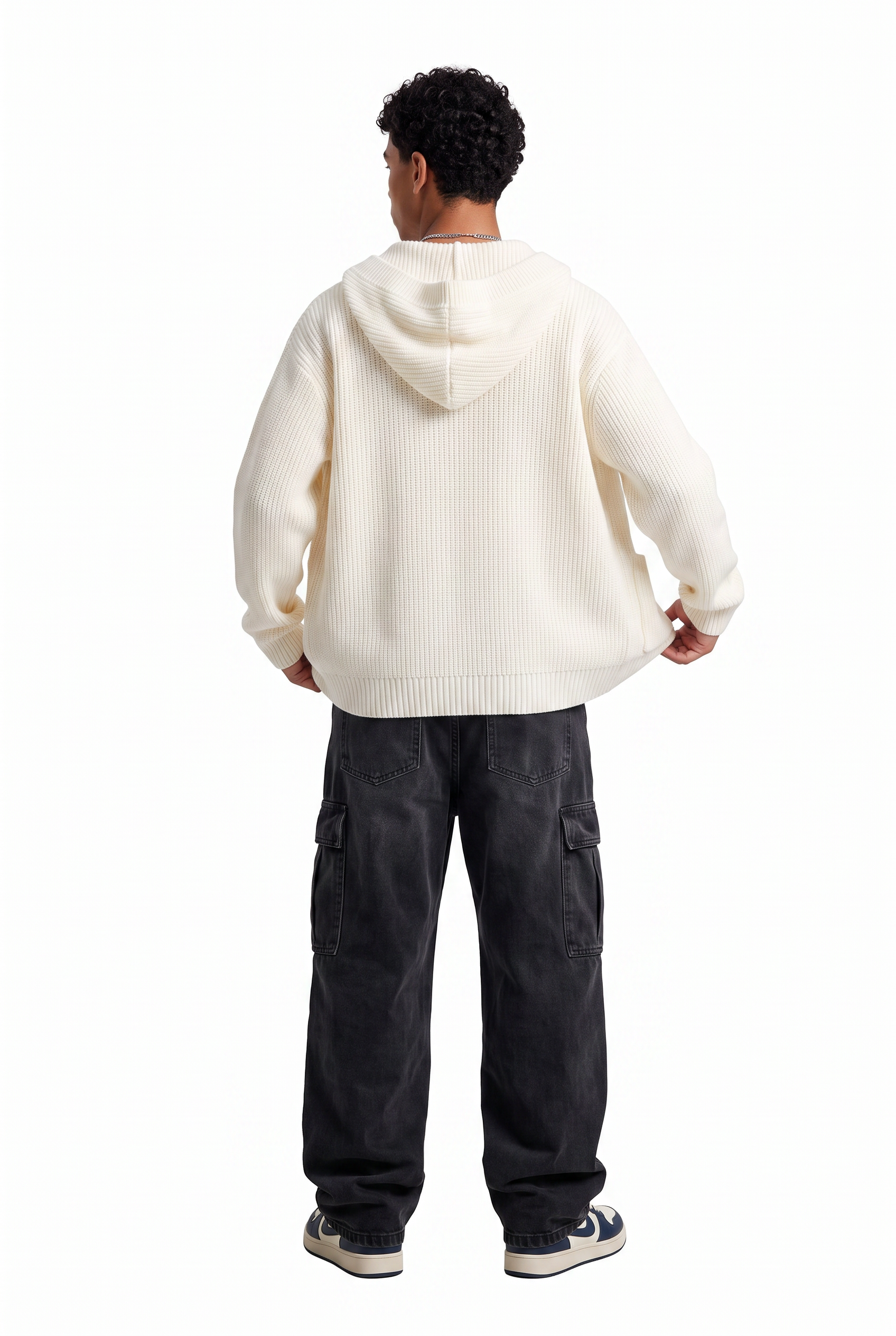 Cream Ribbed Crew Neck Sweater