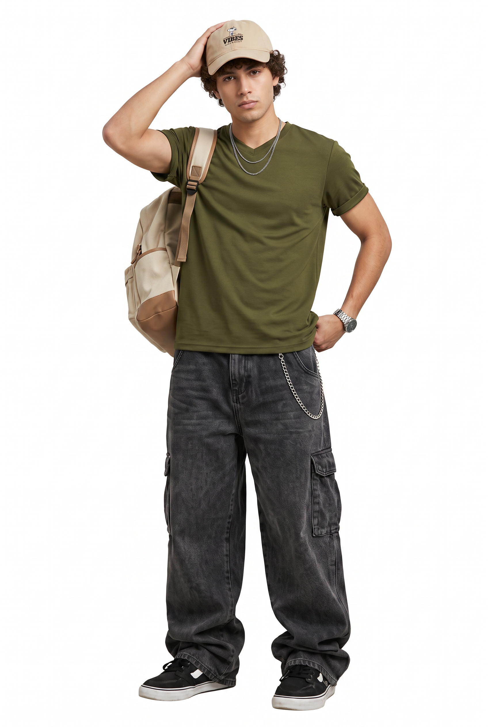 Olive Dropped Shoulder Oversized Tee