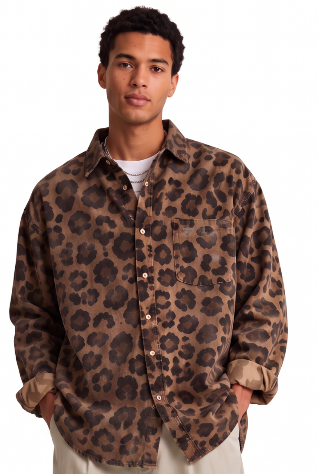 Brown Chest Pocket Casual Shirt