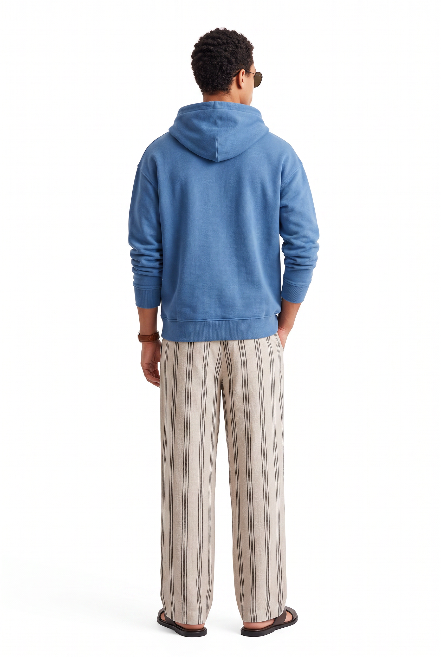 Beige Drawstring Straight Casual Trousers