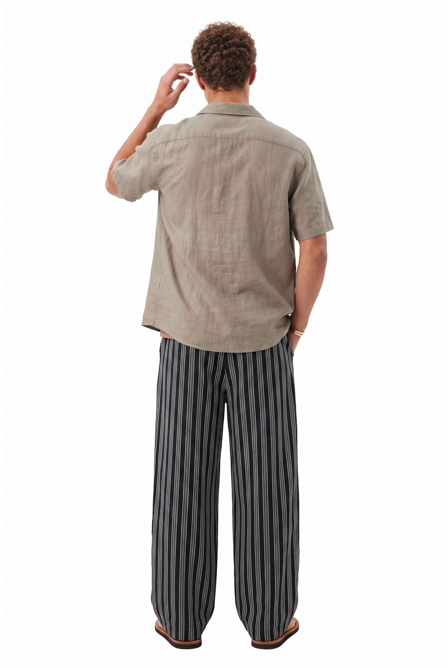 Grey Drawstring Straight Casual Trousers