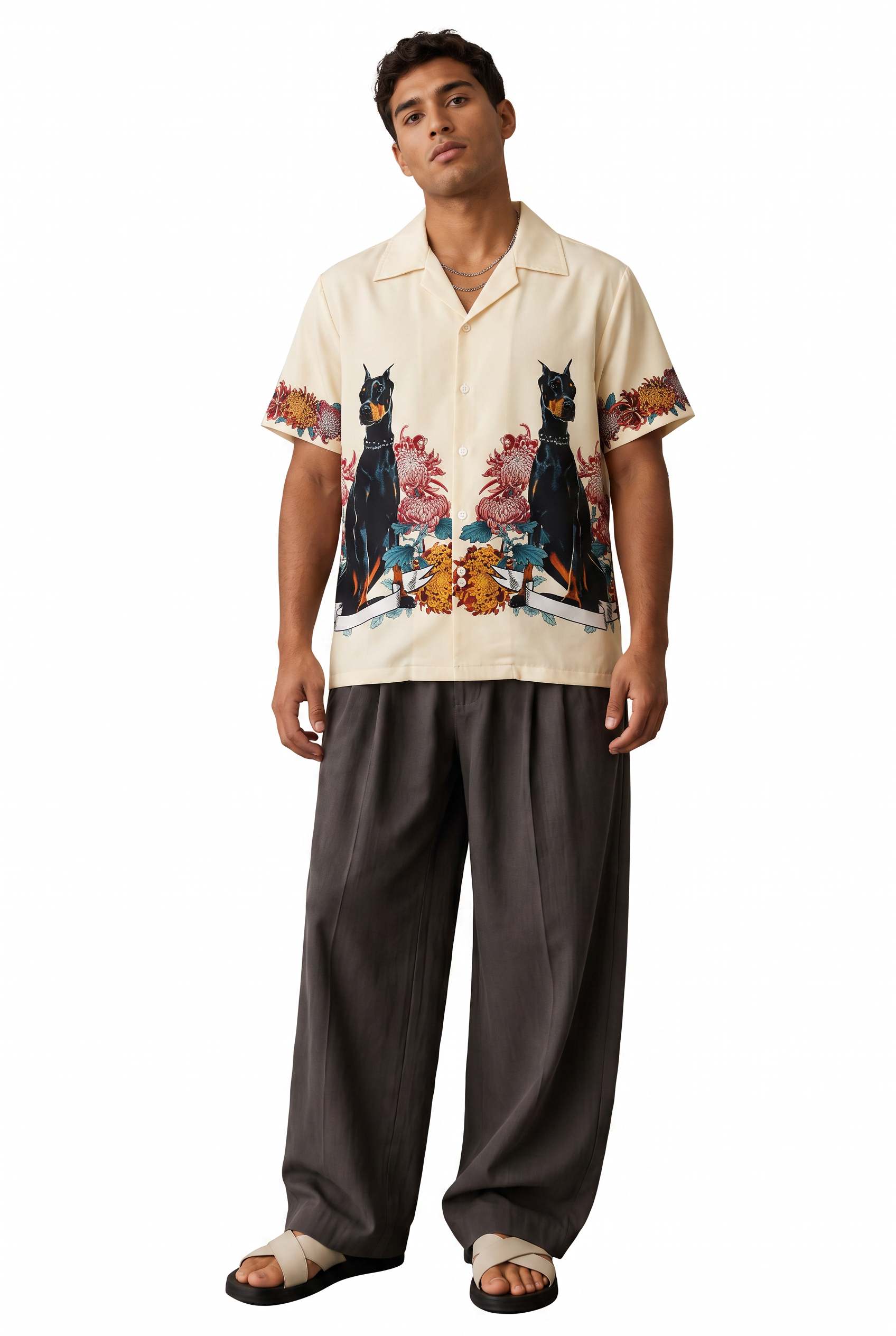 Cream Chest Pocket Casual Shirt