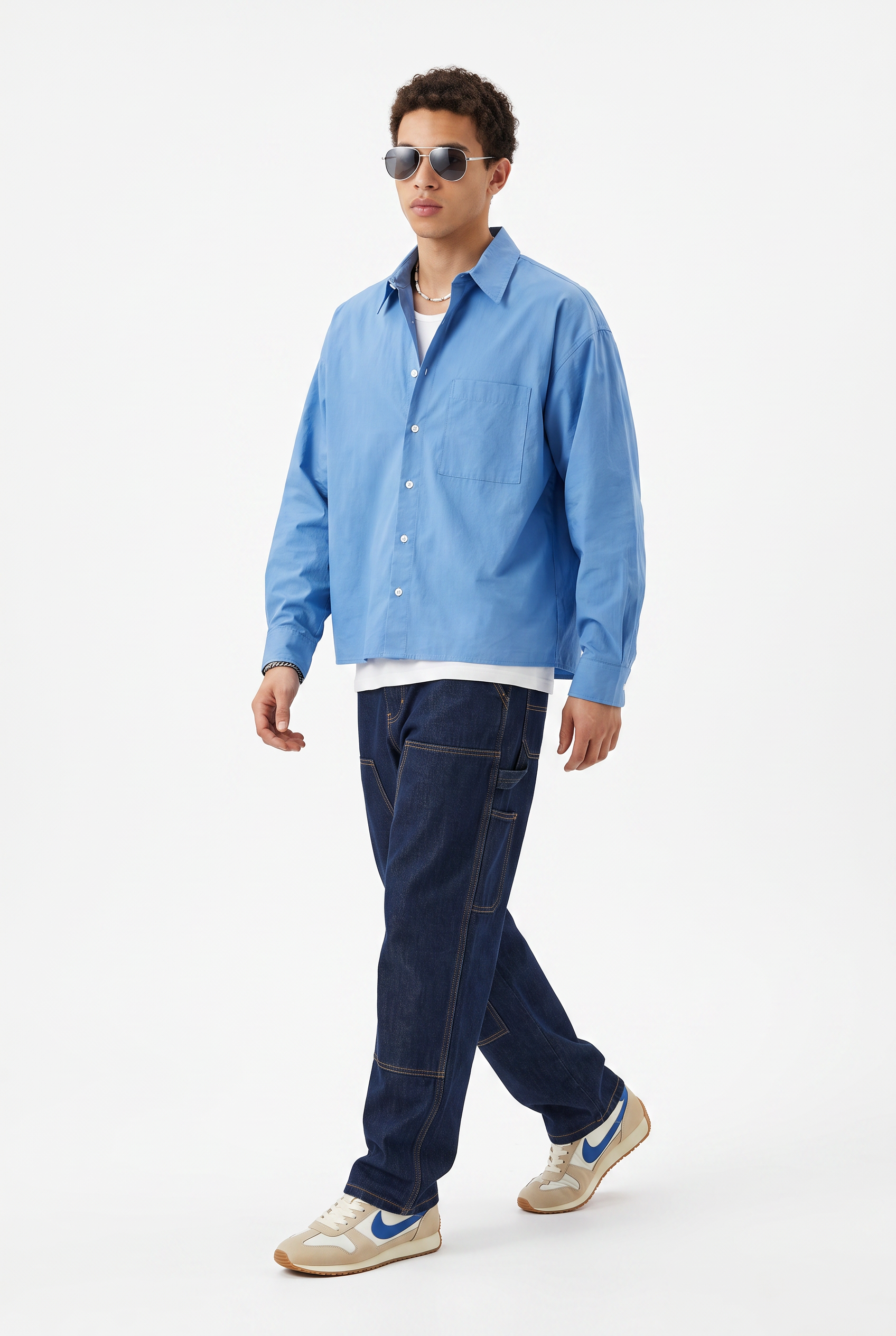 Sky Blue Chest Pocket Casual Shirt