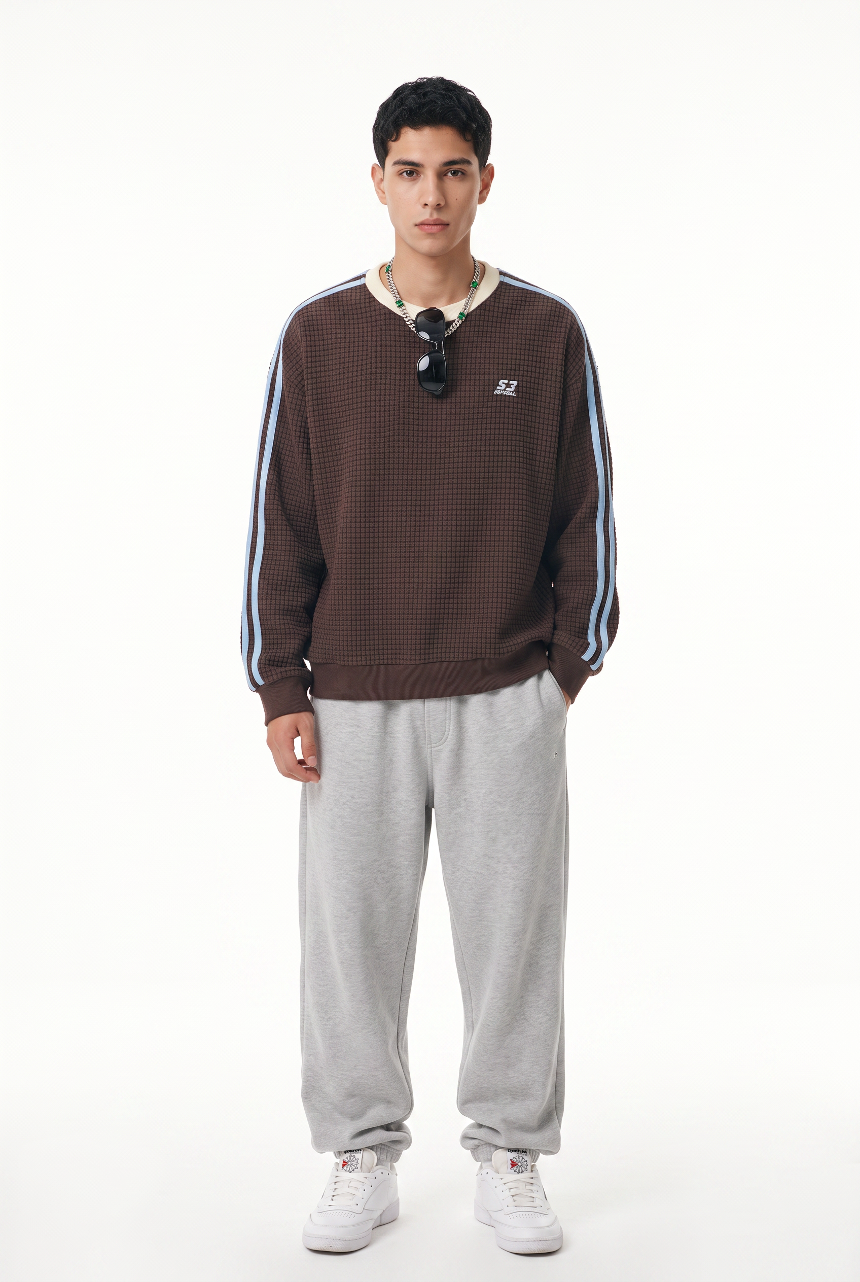 Brown Ribbed Oversized Sweatshirt