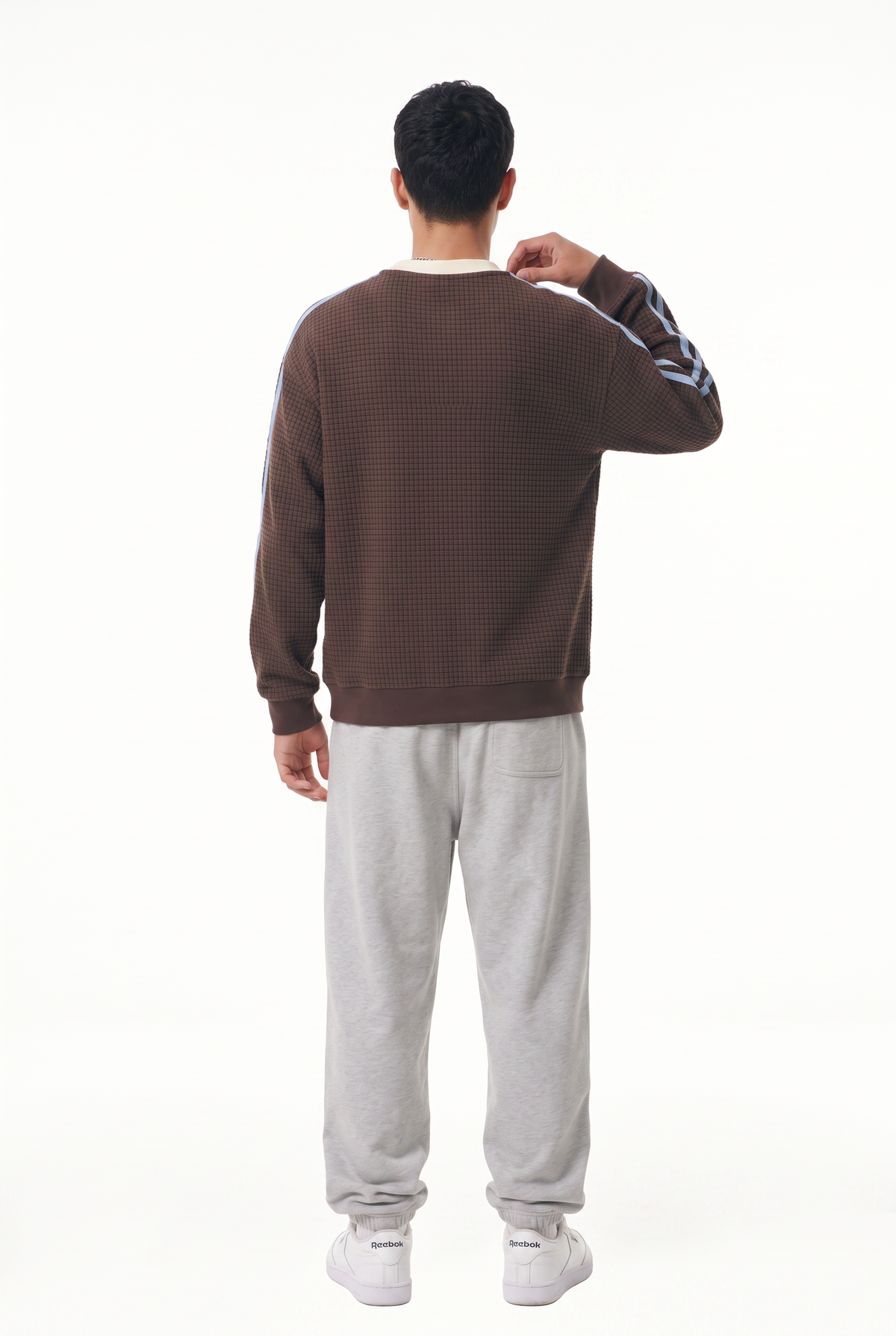 Waffle Stripe Brown Crewneck Sweatshirt