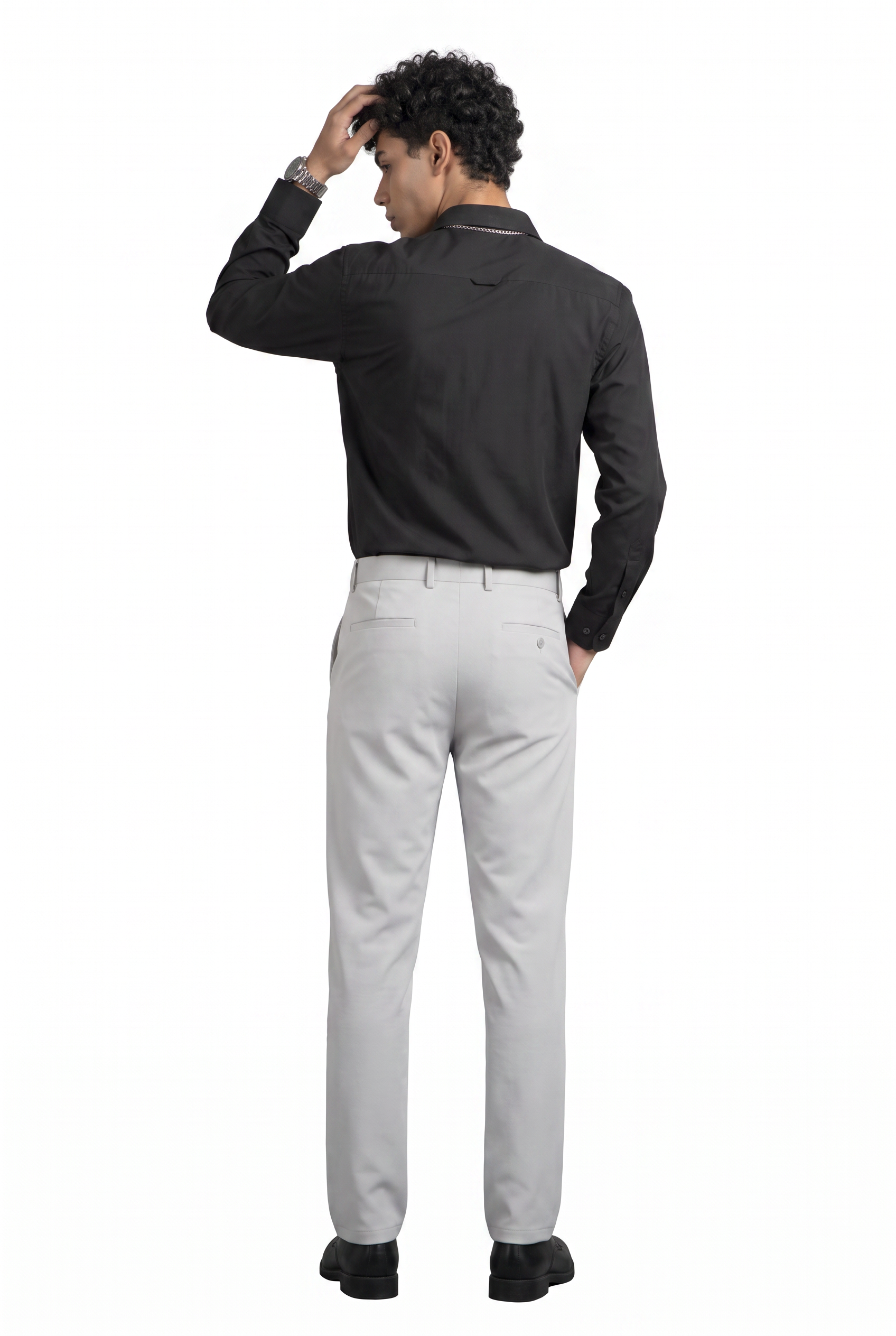 White Flat Front Slim Formal Trousers