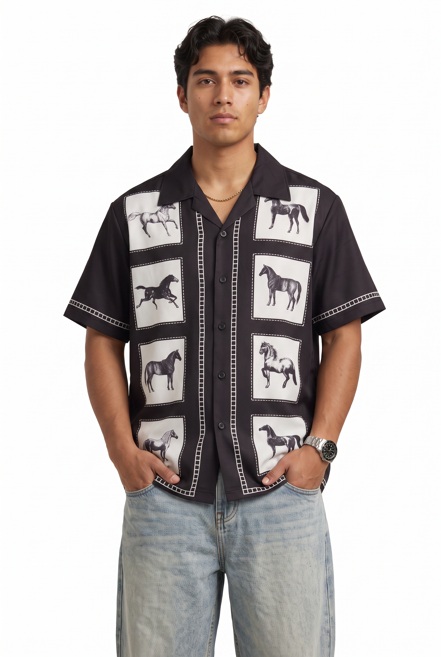 Black Chest Pocket Casual Shirt