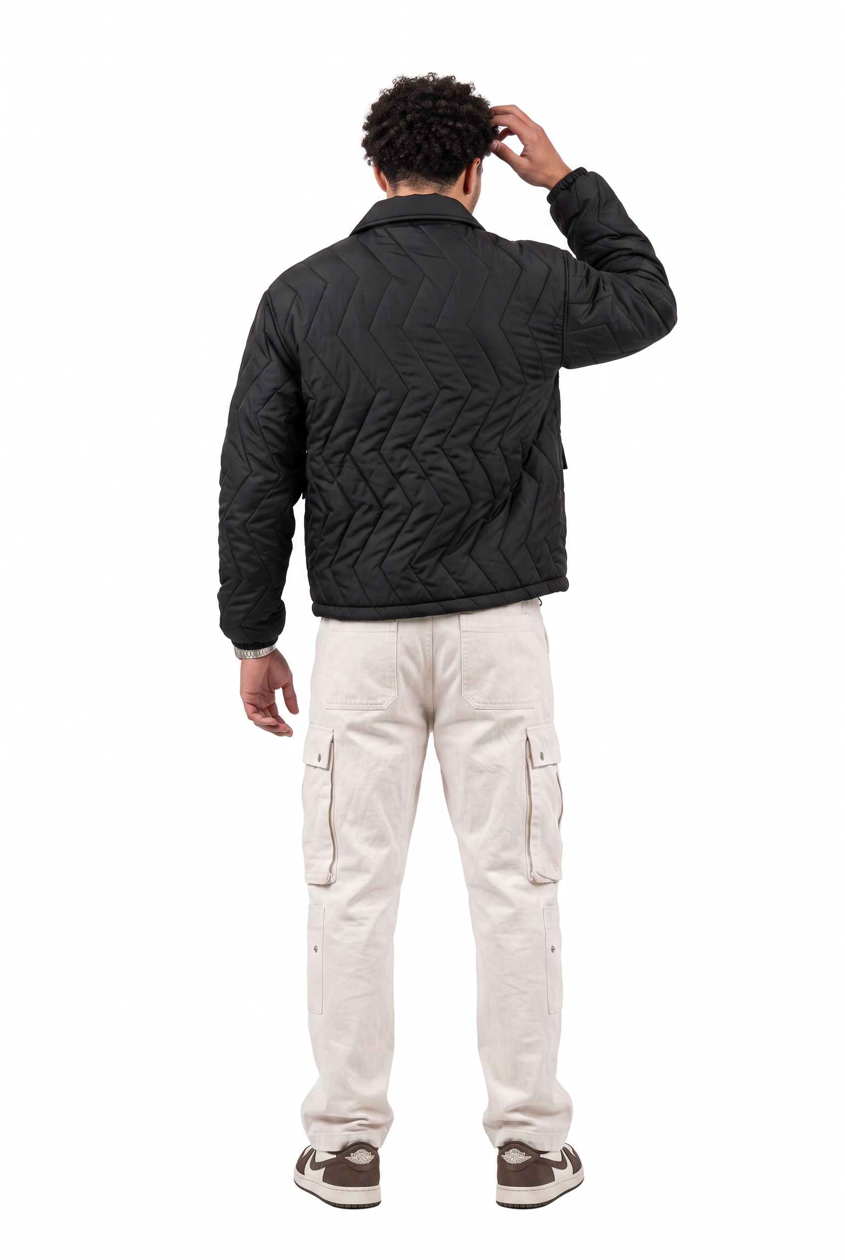 Black Zip-Up Mandarin Collar Jacket