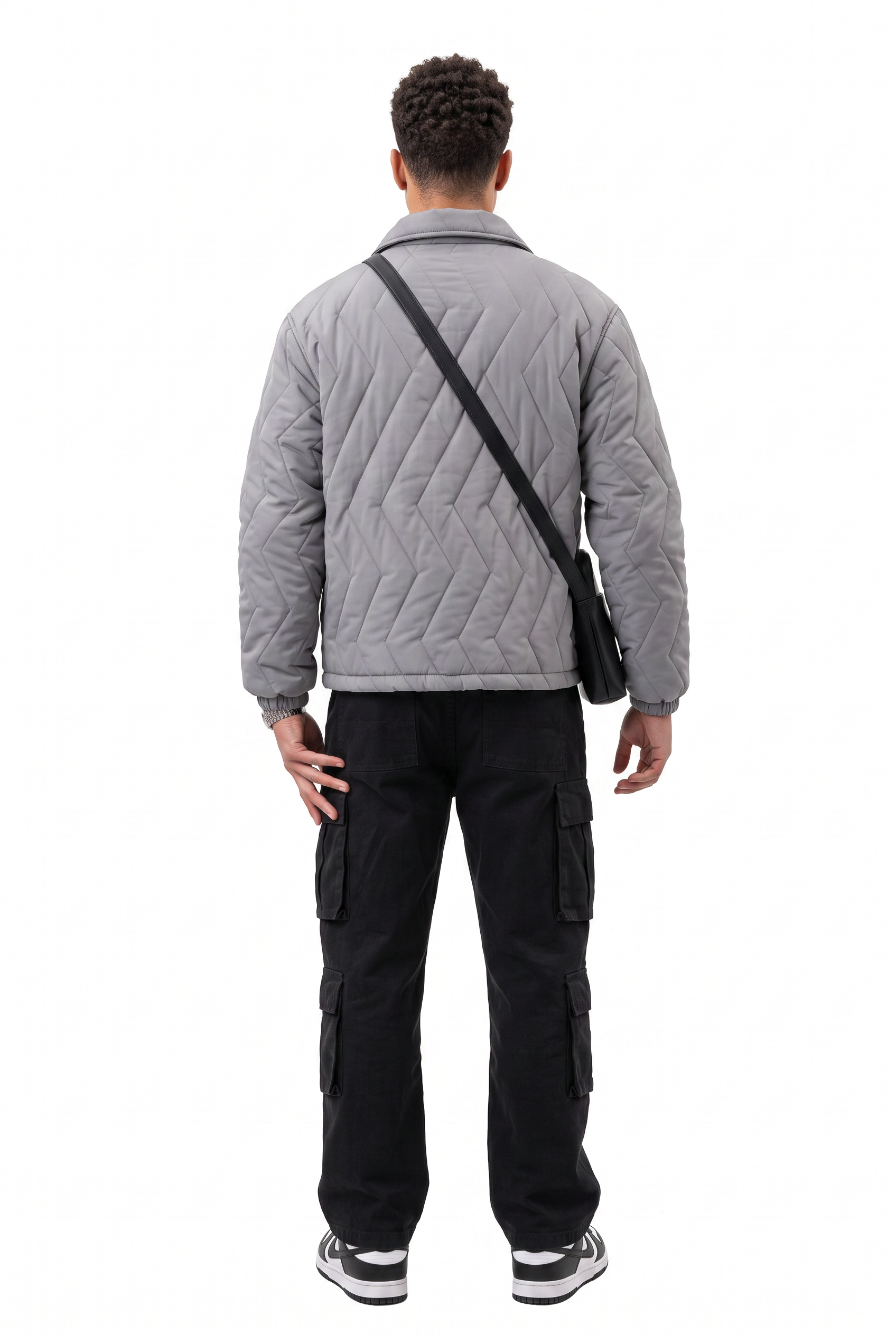 Grey Mandarin Collar Zip Jacket