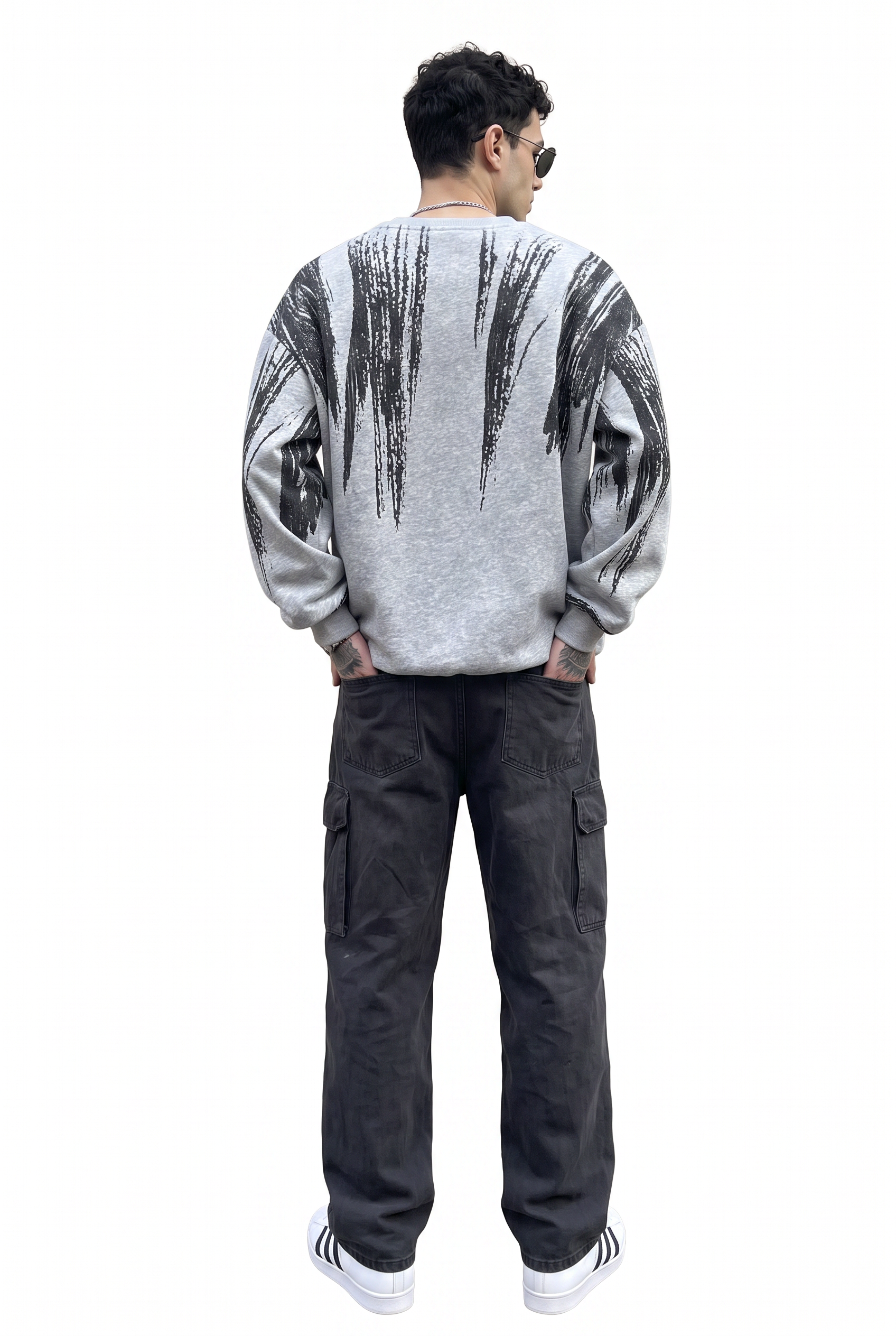 Grey Ribbed Oversized Sweatshirt