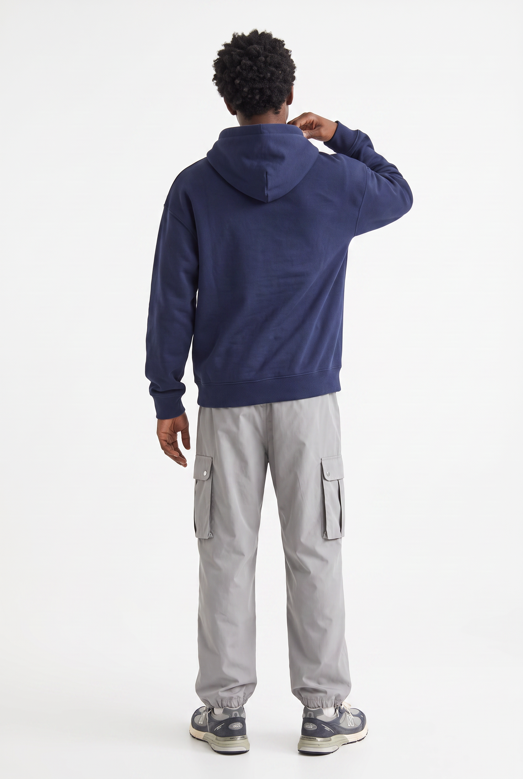 Steel Blue Oversized Drawstring Hoodie