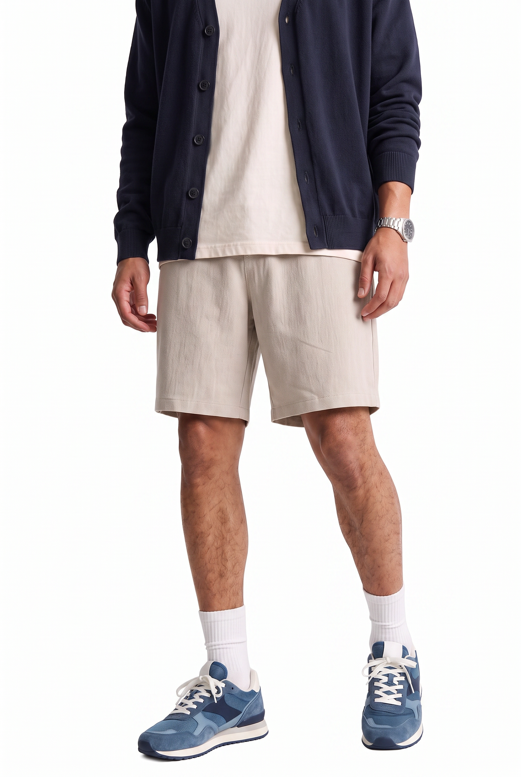 Beige Drawstring Regular Shorts