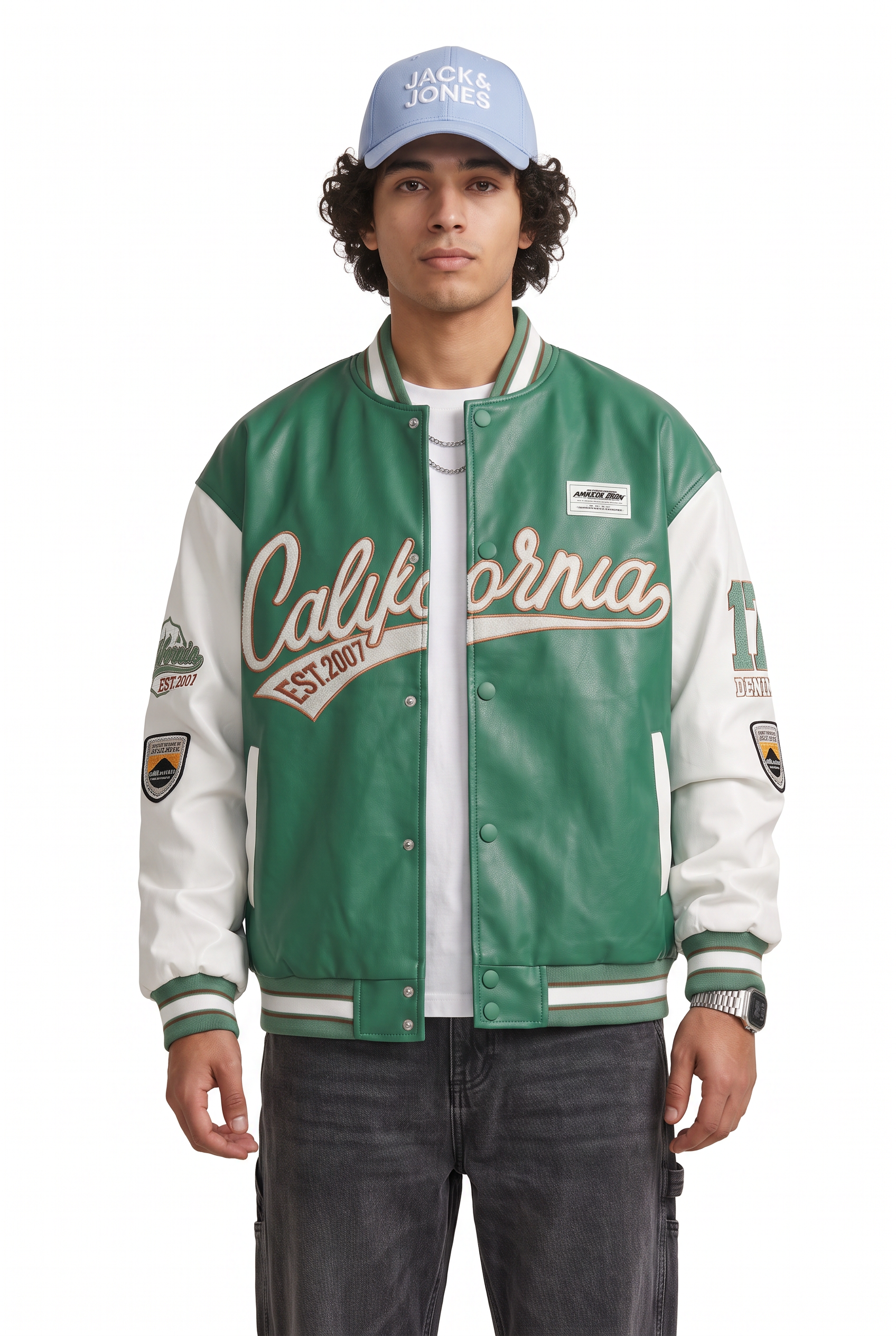 Olive Zip-Up Mandarin Collar Jacket