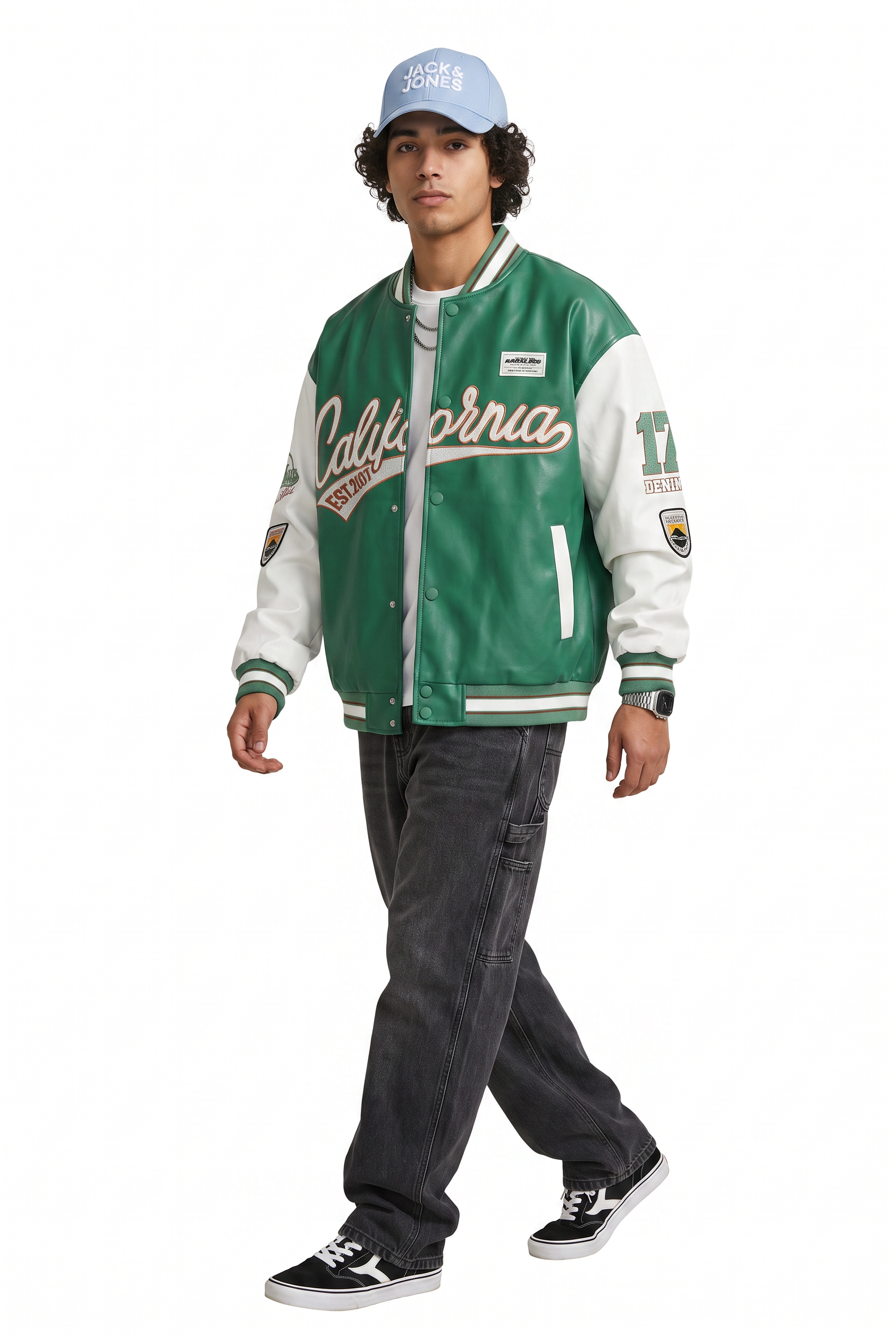 Olive Zip-Up Mandarin Collar Jacket