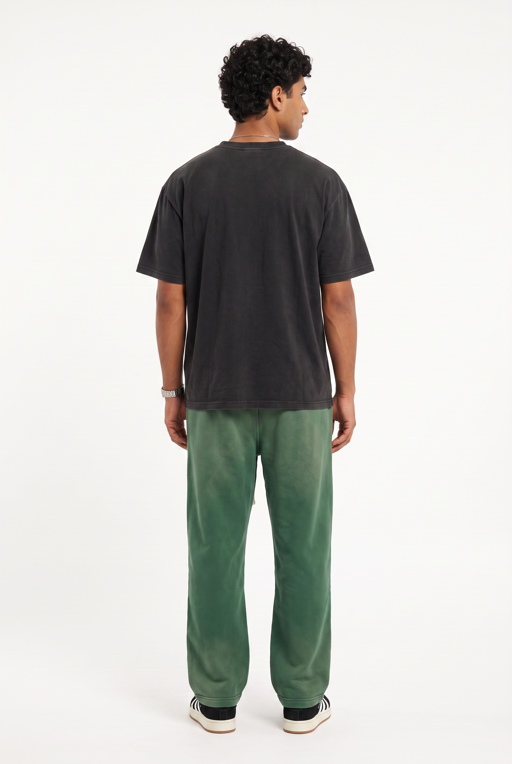 Olive Drawstring Straight Casual Trousers