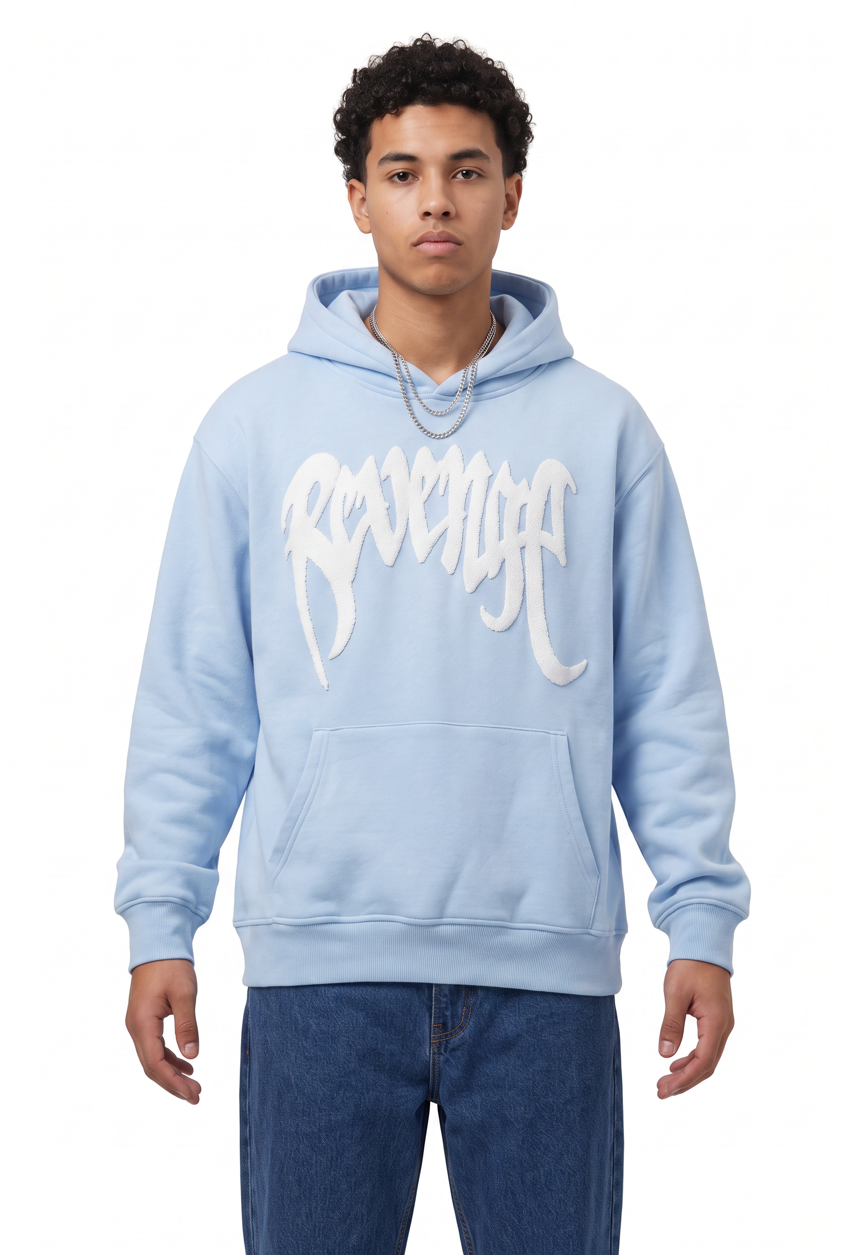 Steel Blue Oversized Drawstring Hoodie