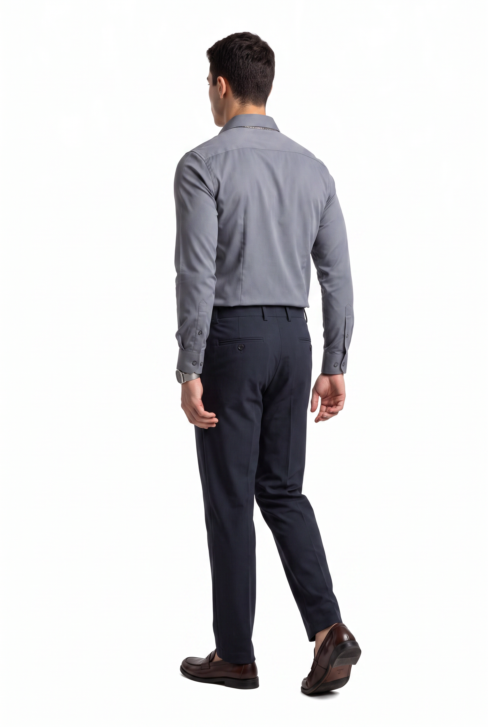 Grey Button-Down Collar Formal Shirt