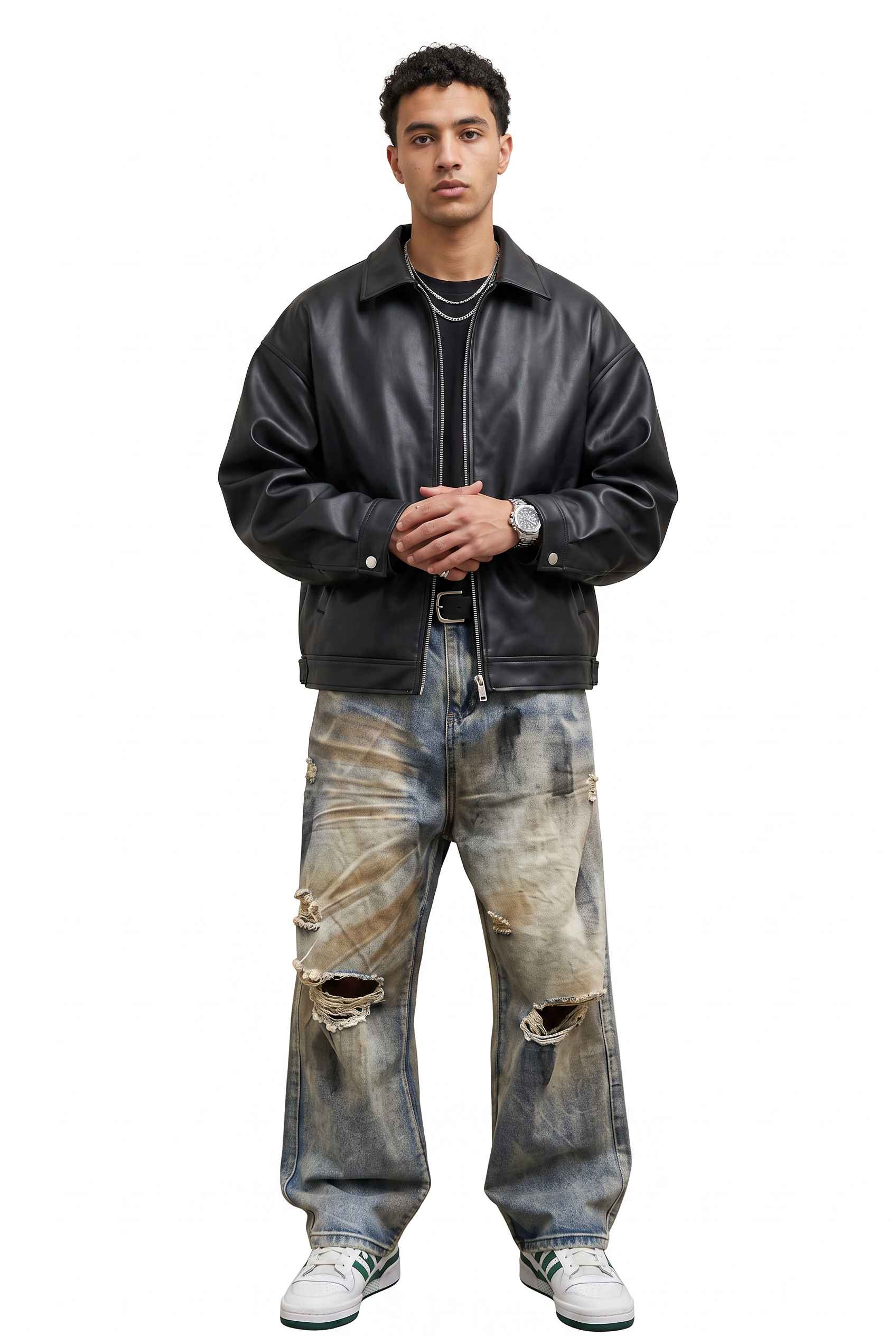 Black Zip Mandarin Collar Jacket