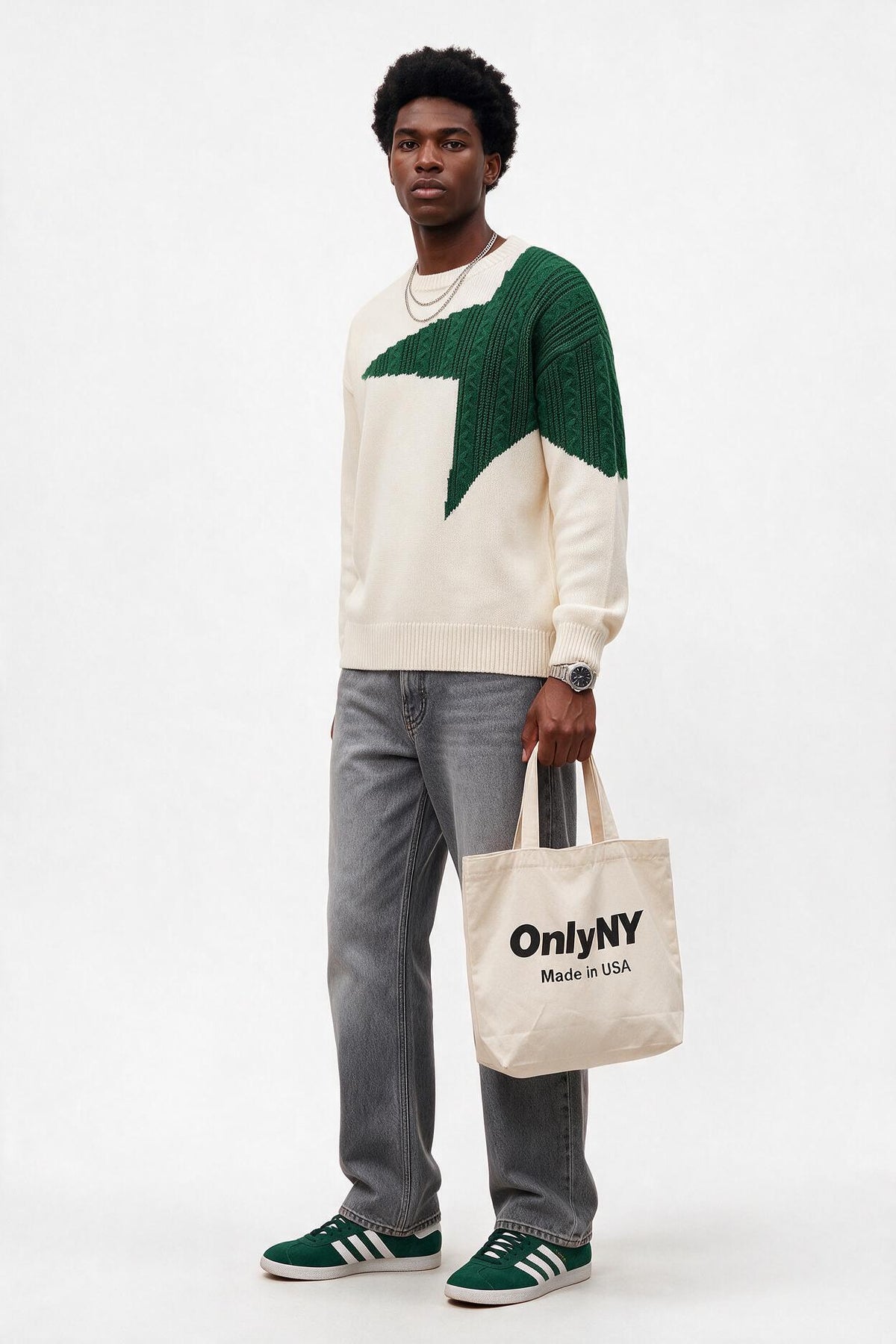 Cable Knit Star Cream Sweater