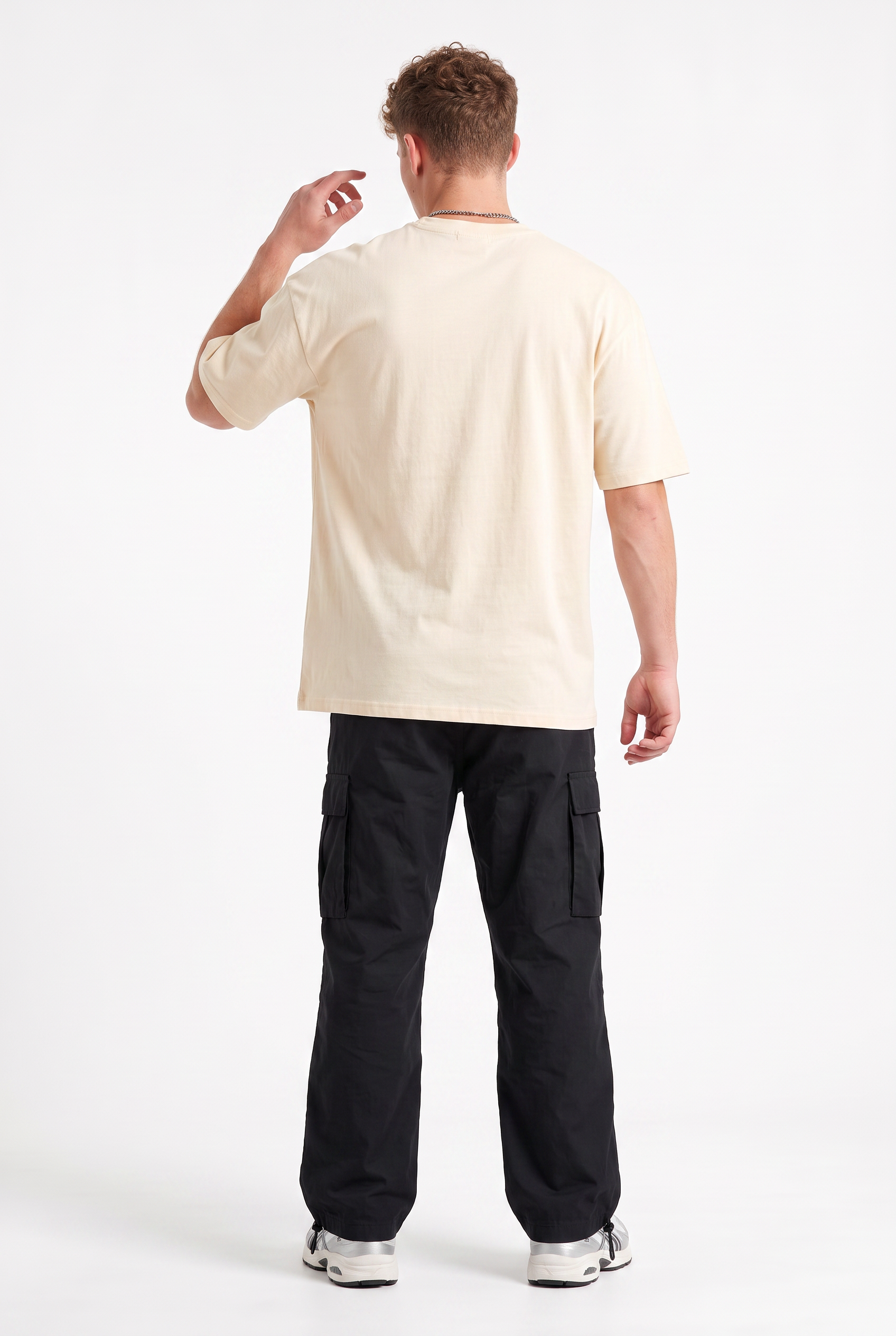 Cream Dropped Shoulder Oversized Tee