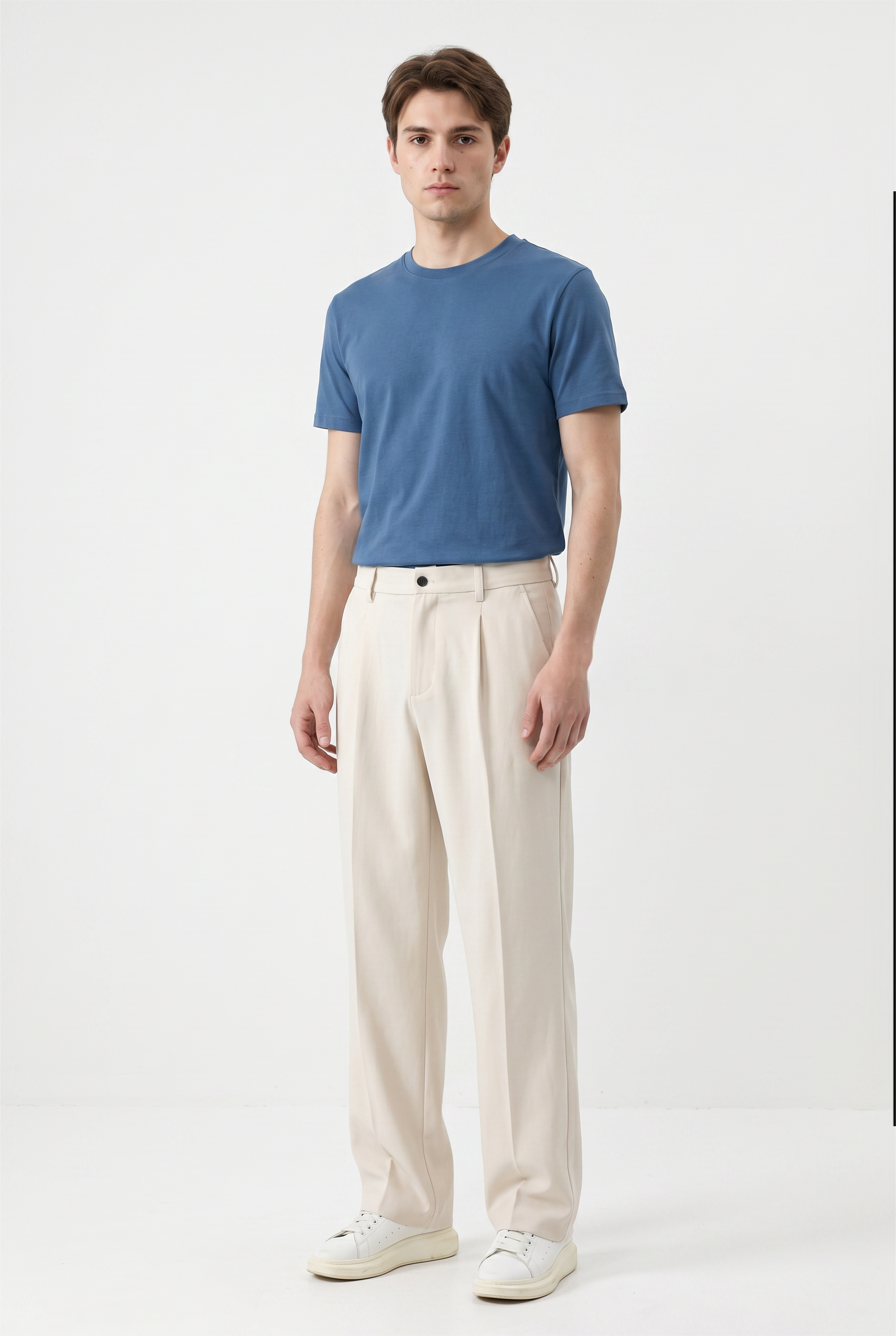 Cream Slim Formal Trouser