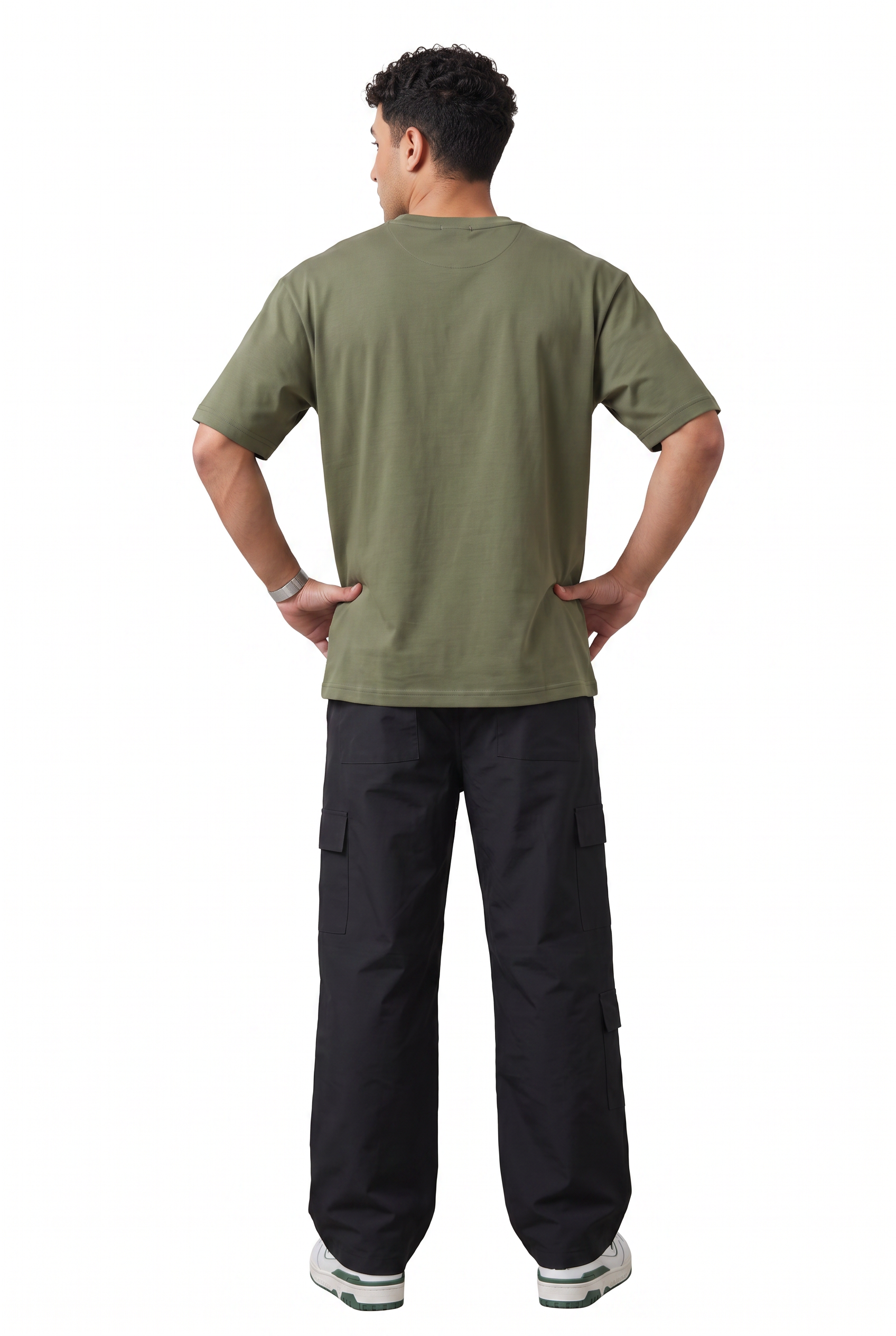 Black Drawstring Straight Casual Trousers