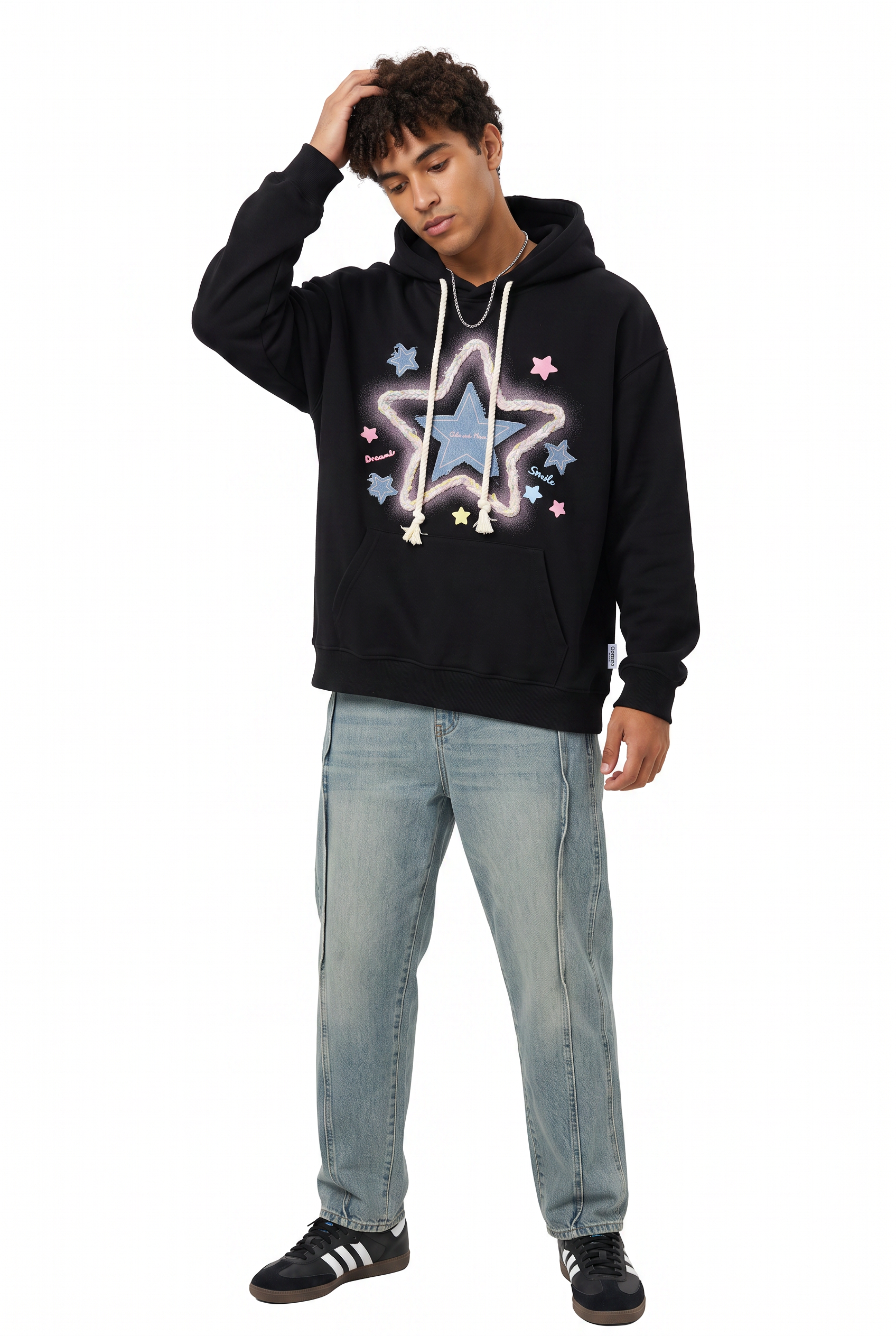 Black Oversized Drawstring Hoodie