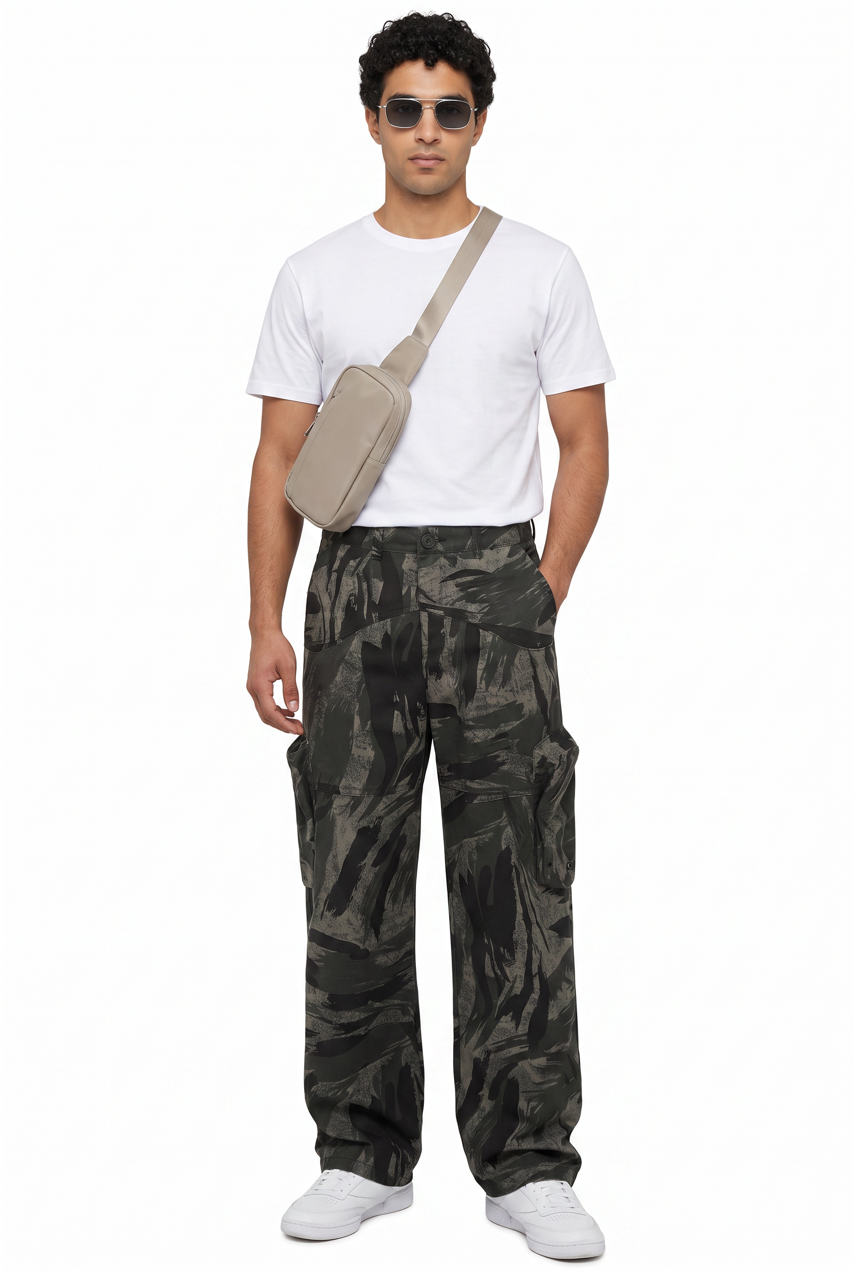 Olive Drawstring Straight Casual Trousers