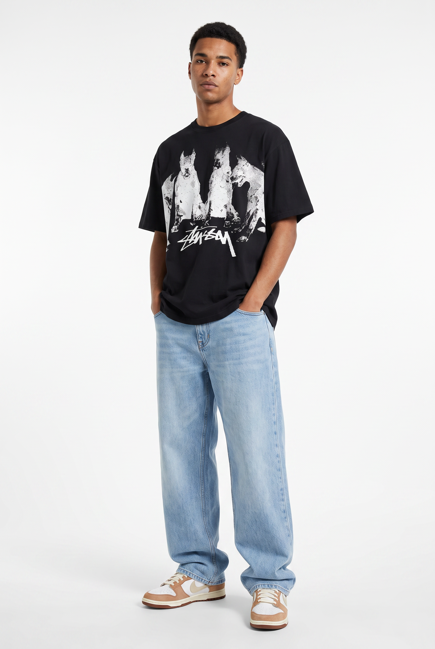Black Oversized Crew Neck Tee