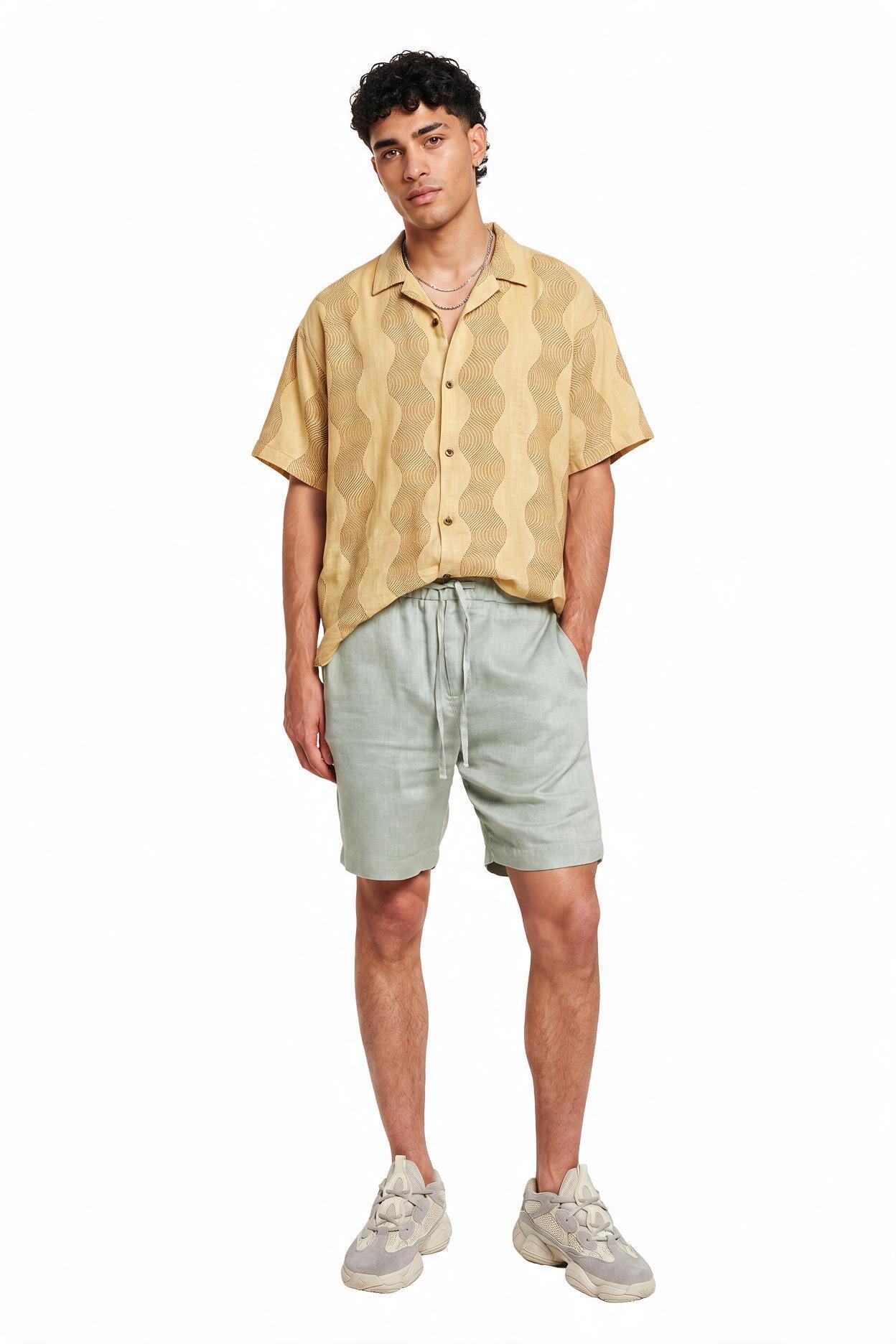 Olive Drawstring Regular Shorts