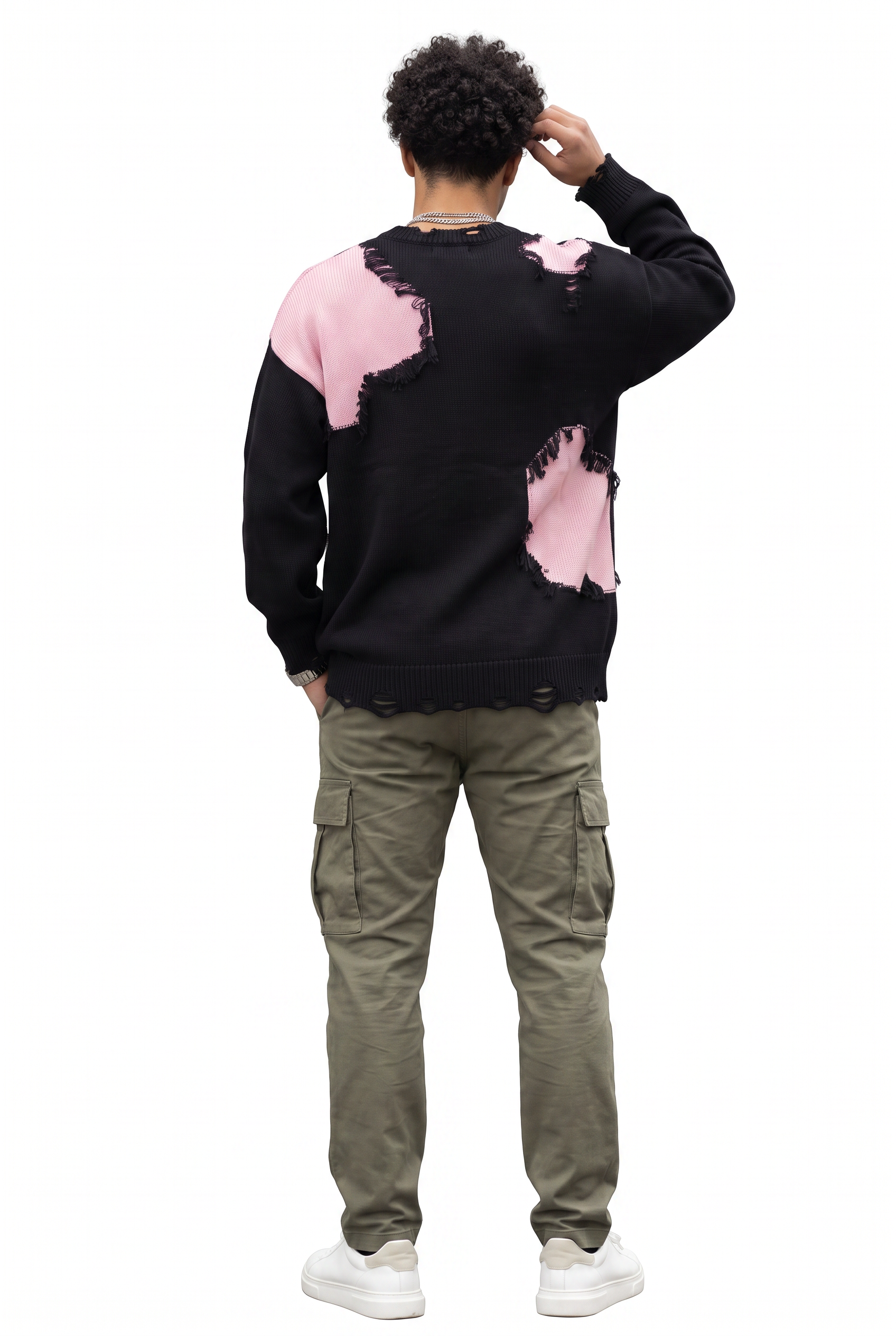Black Ribbed Crew Neck Sweater