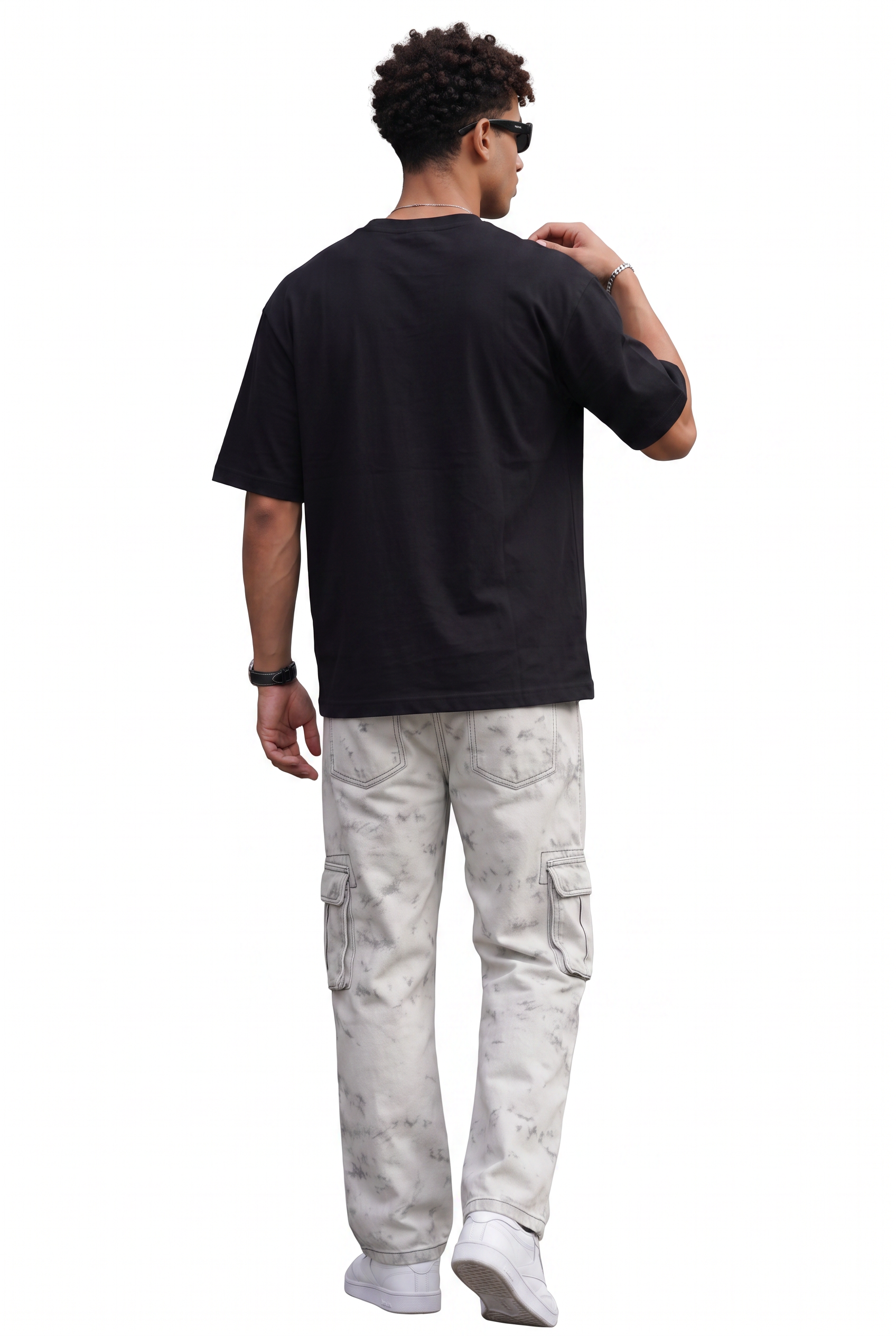 White Drawstring Straight Casual Trousers