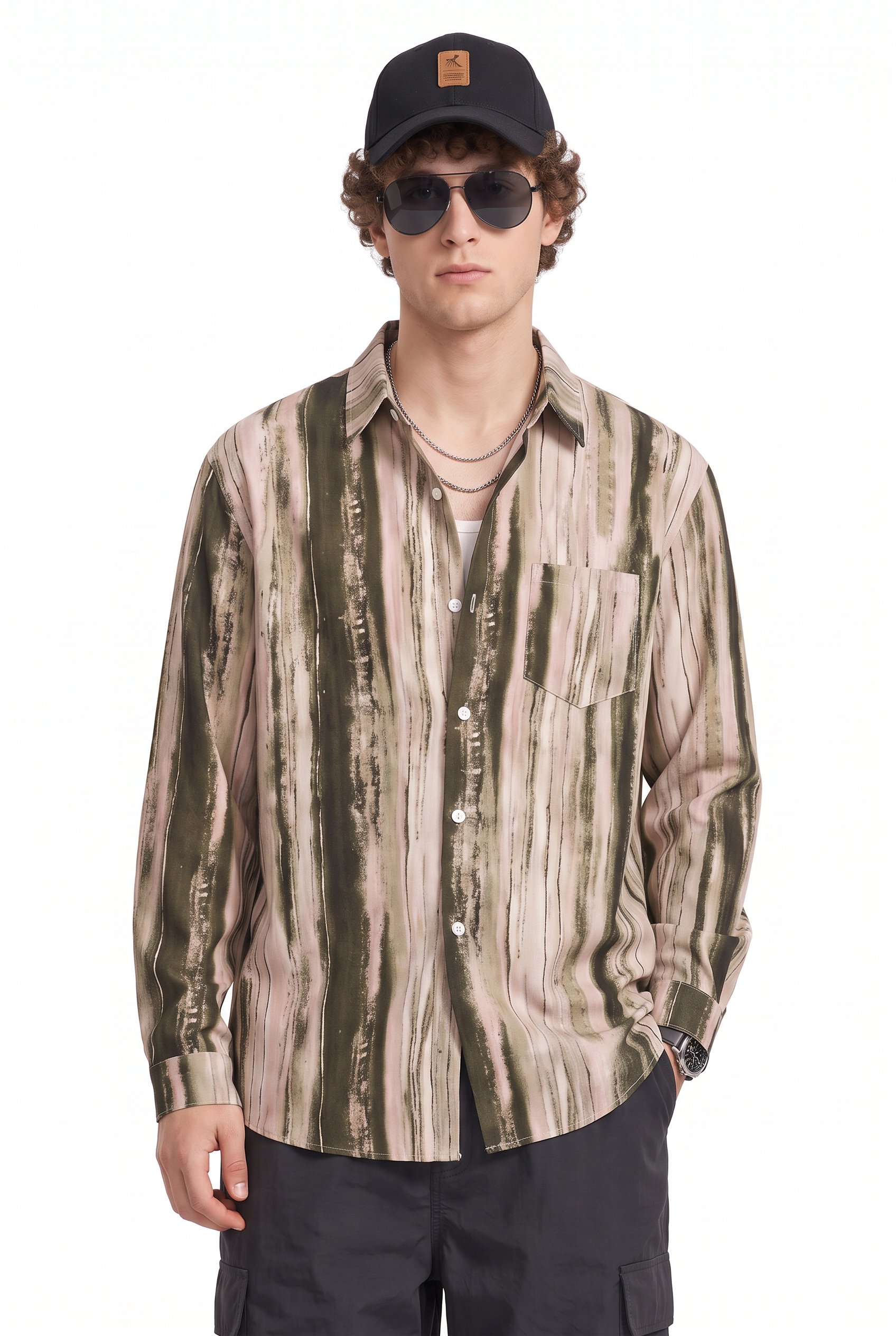 Beige Chest Pocket Casual Shirt