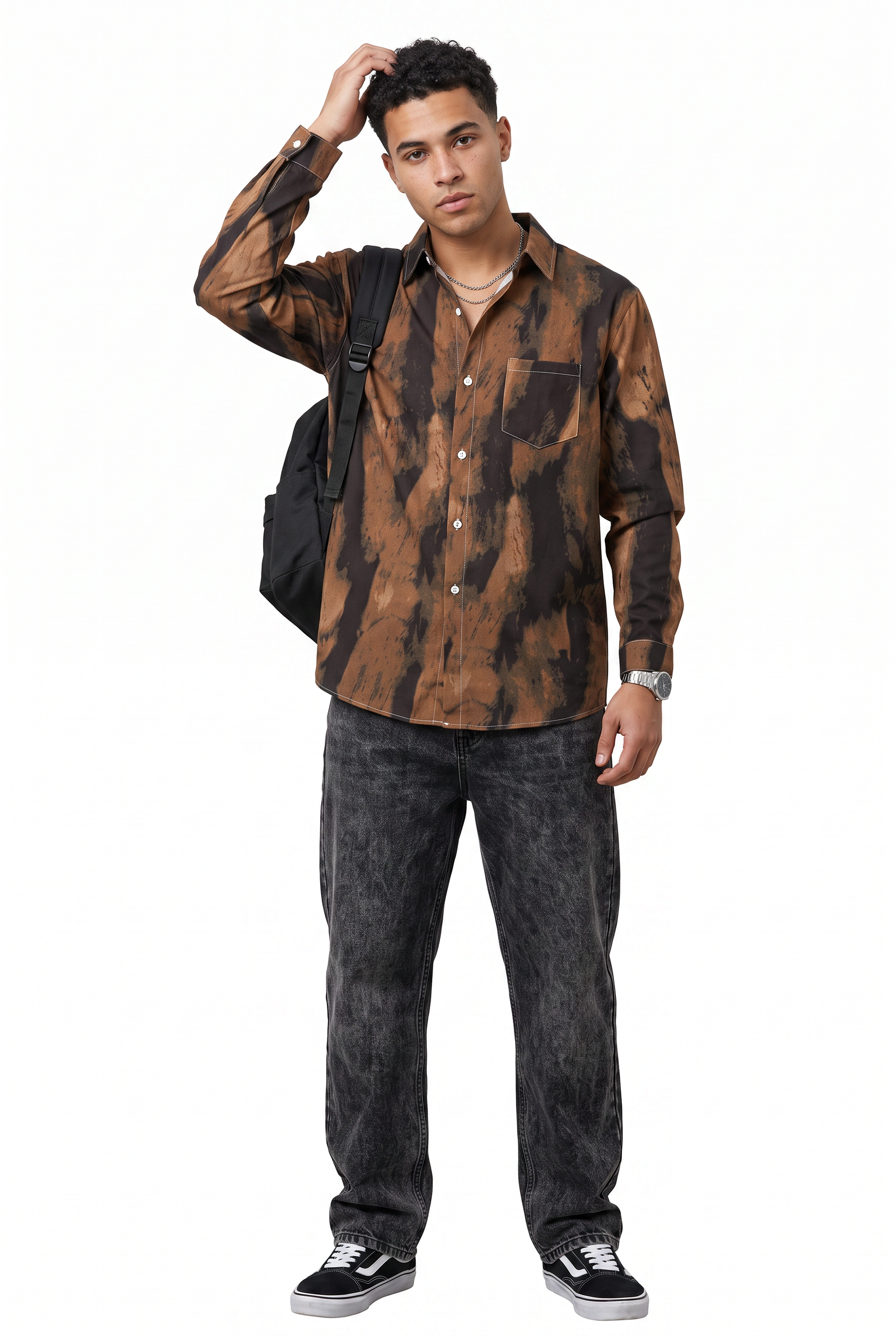Brown Chest Pocket Casual Shirt
