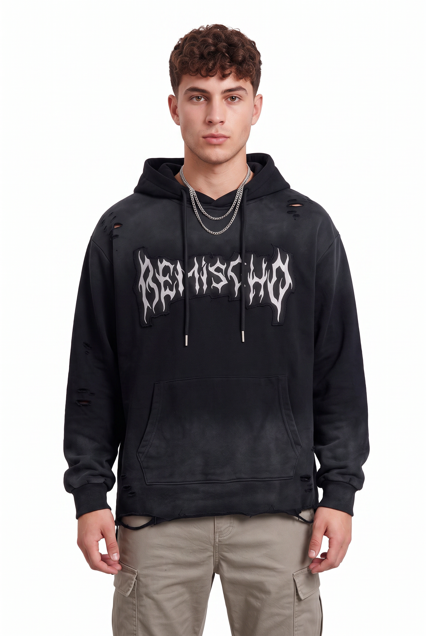 Black Oversized Drawstring Hoodie