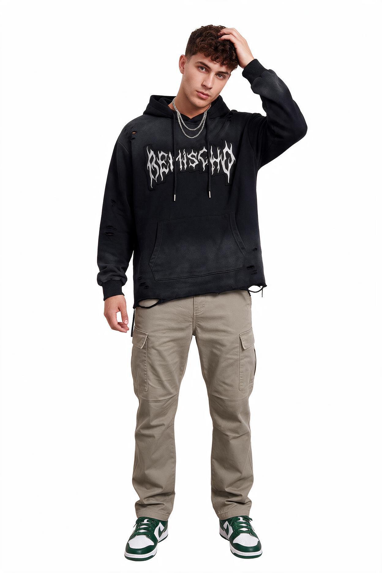 Black Oversized Drawstring Hoodie