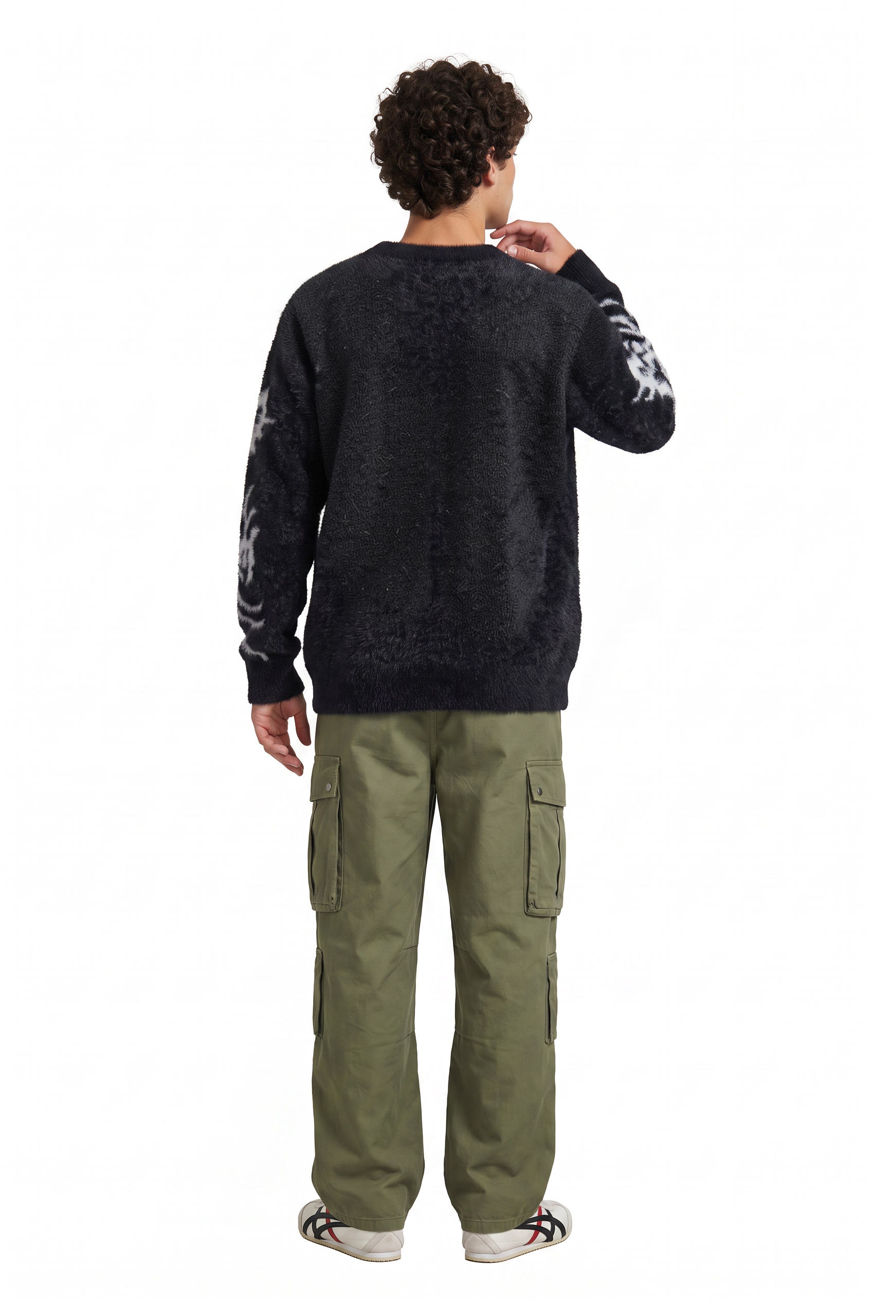 Black Ribbed Crew Neck Sweater