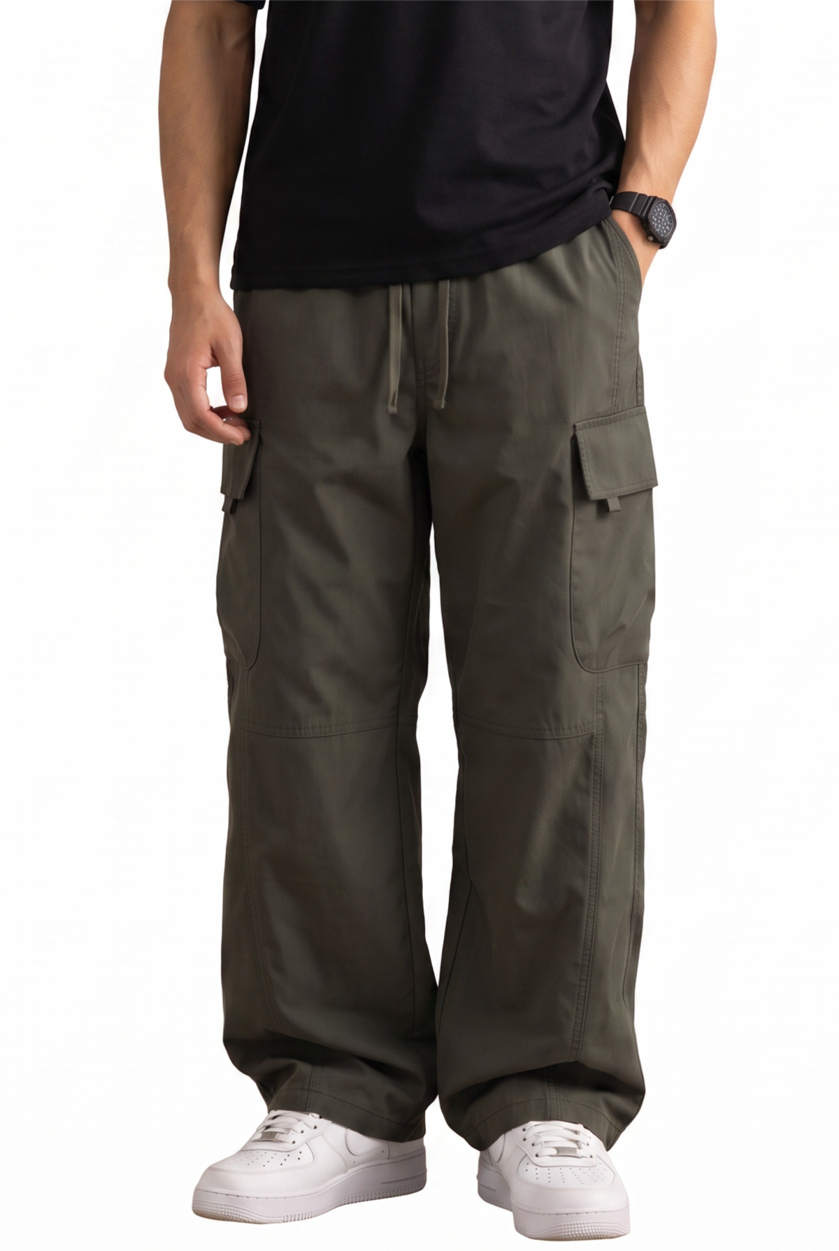 Relaxed Olive Cargo Trousers