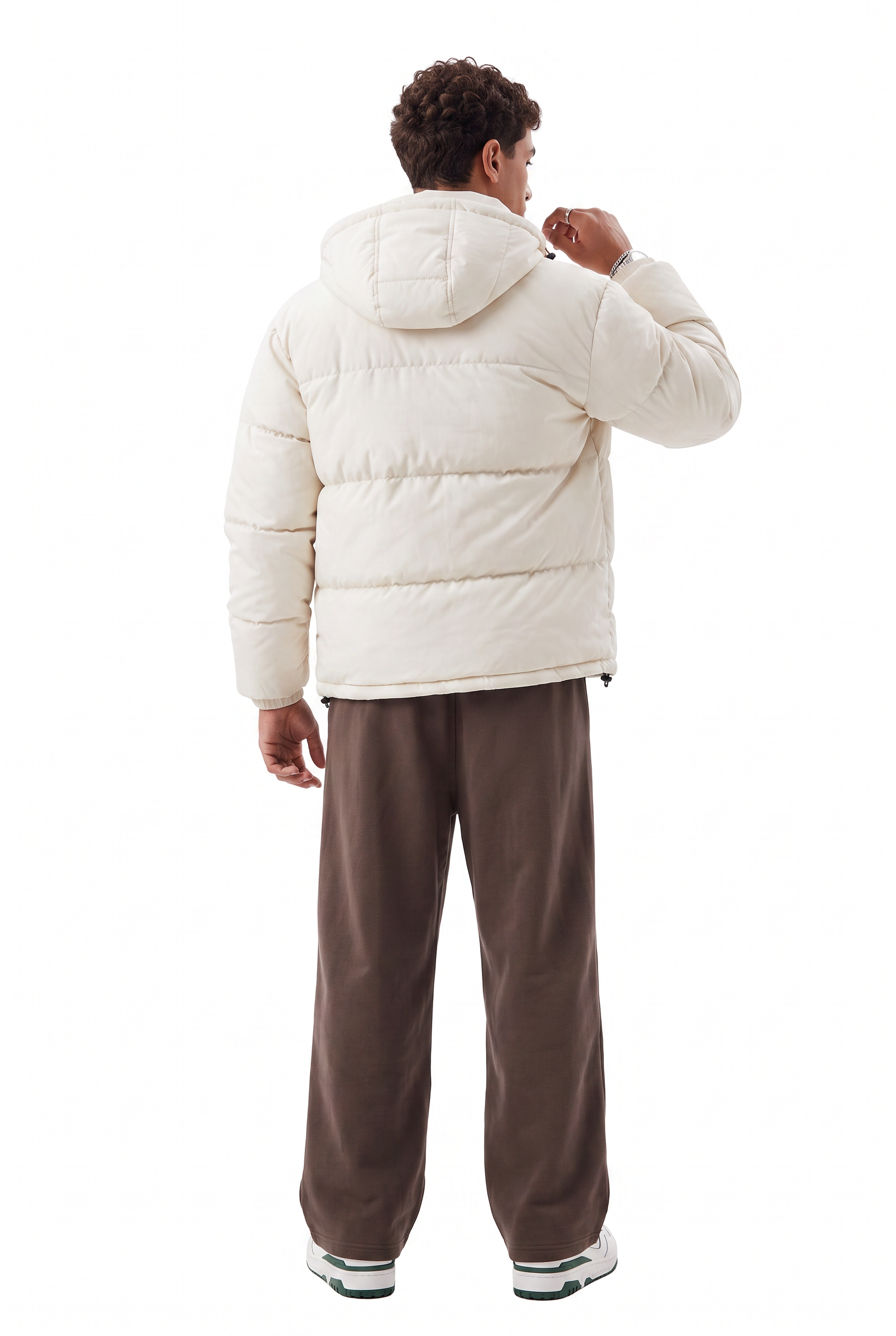 Cream Zip-Up Mandarin Collar Jacket