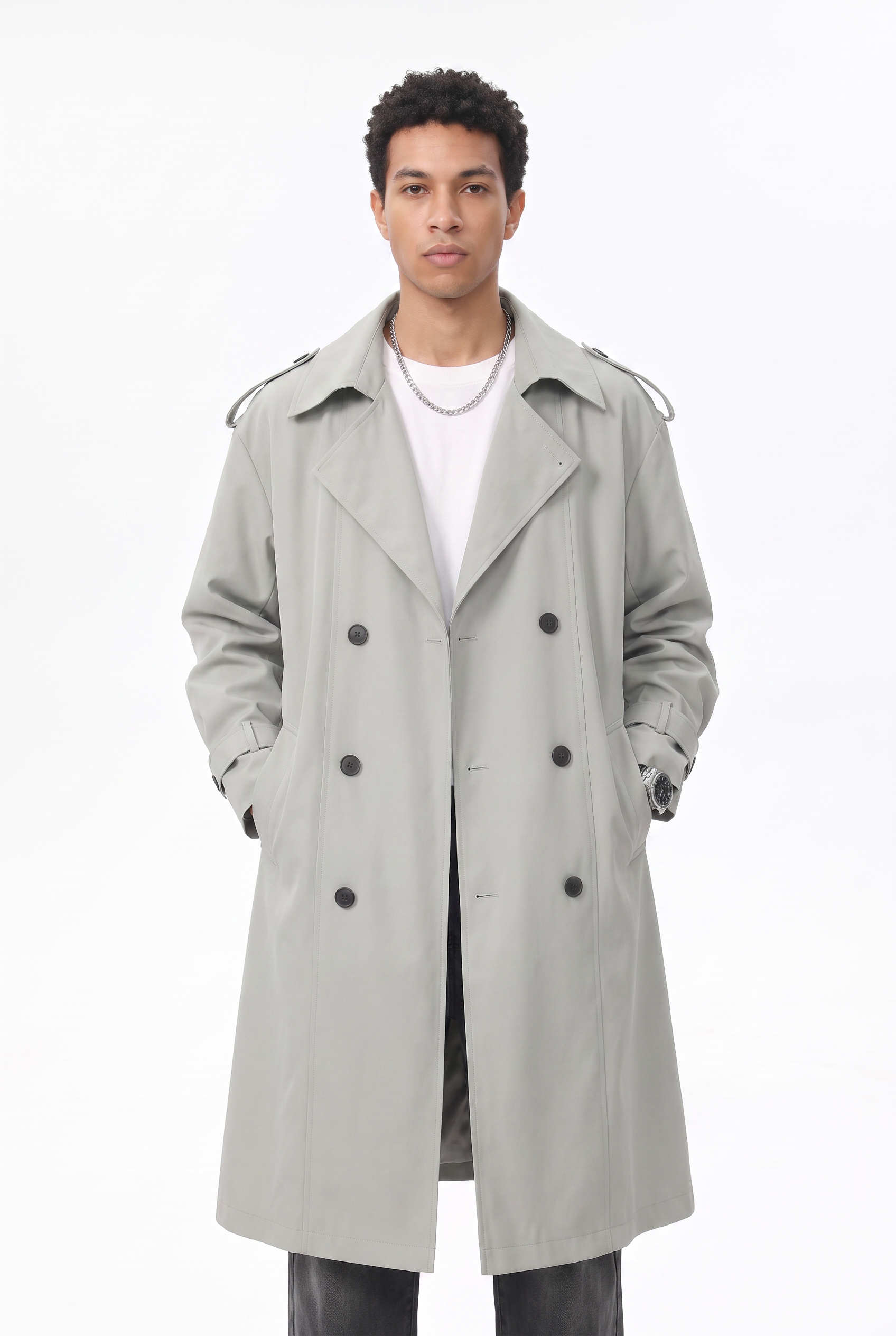Grey Single Button Slim Blazer
