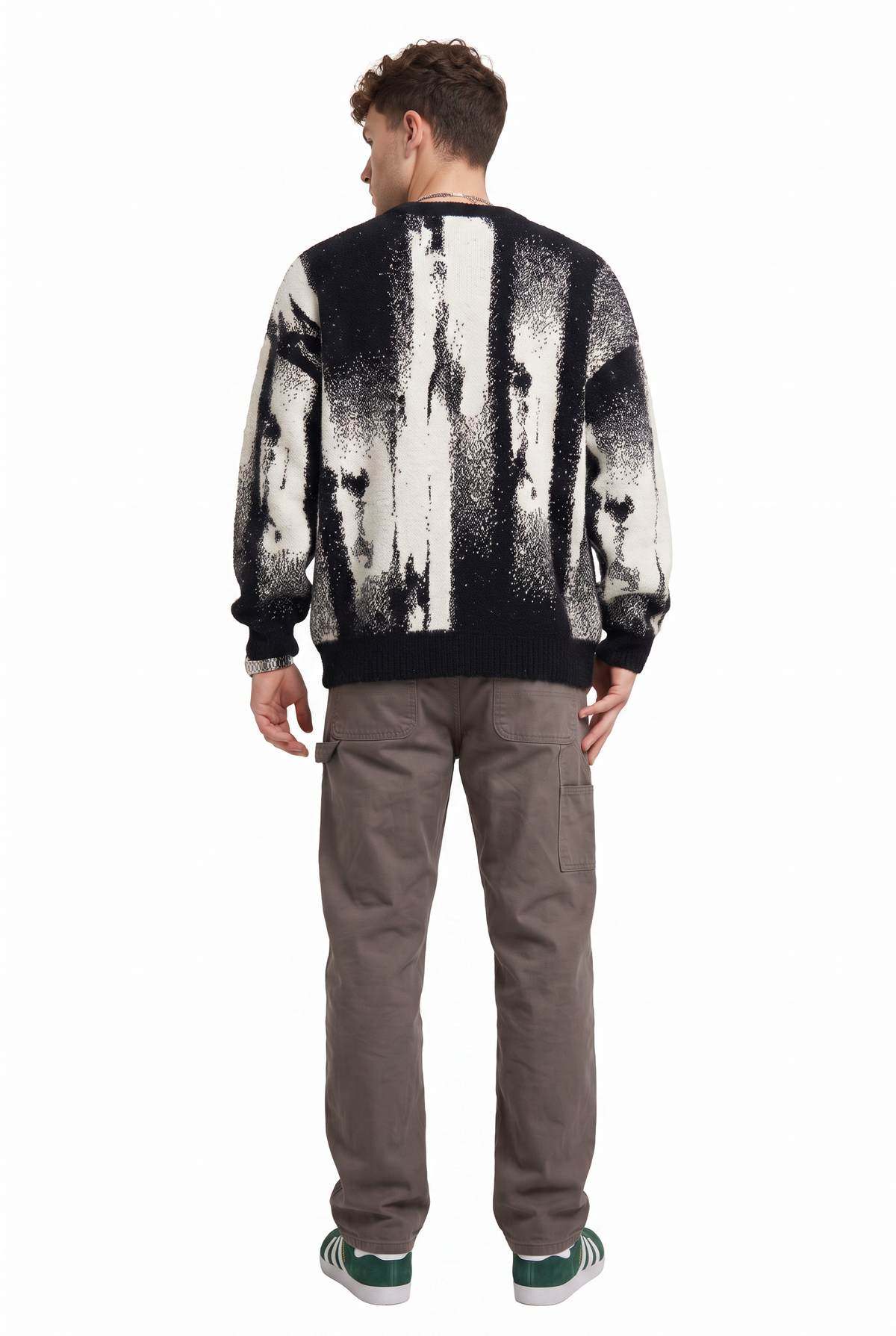 Abstract Black Jacquard Knit Sweater