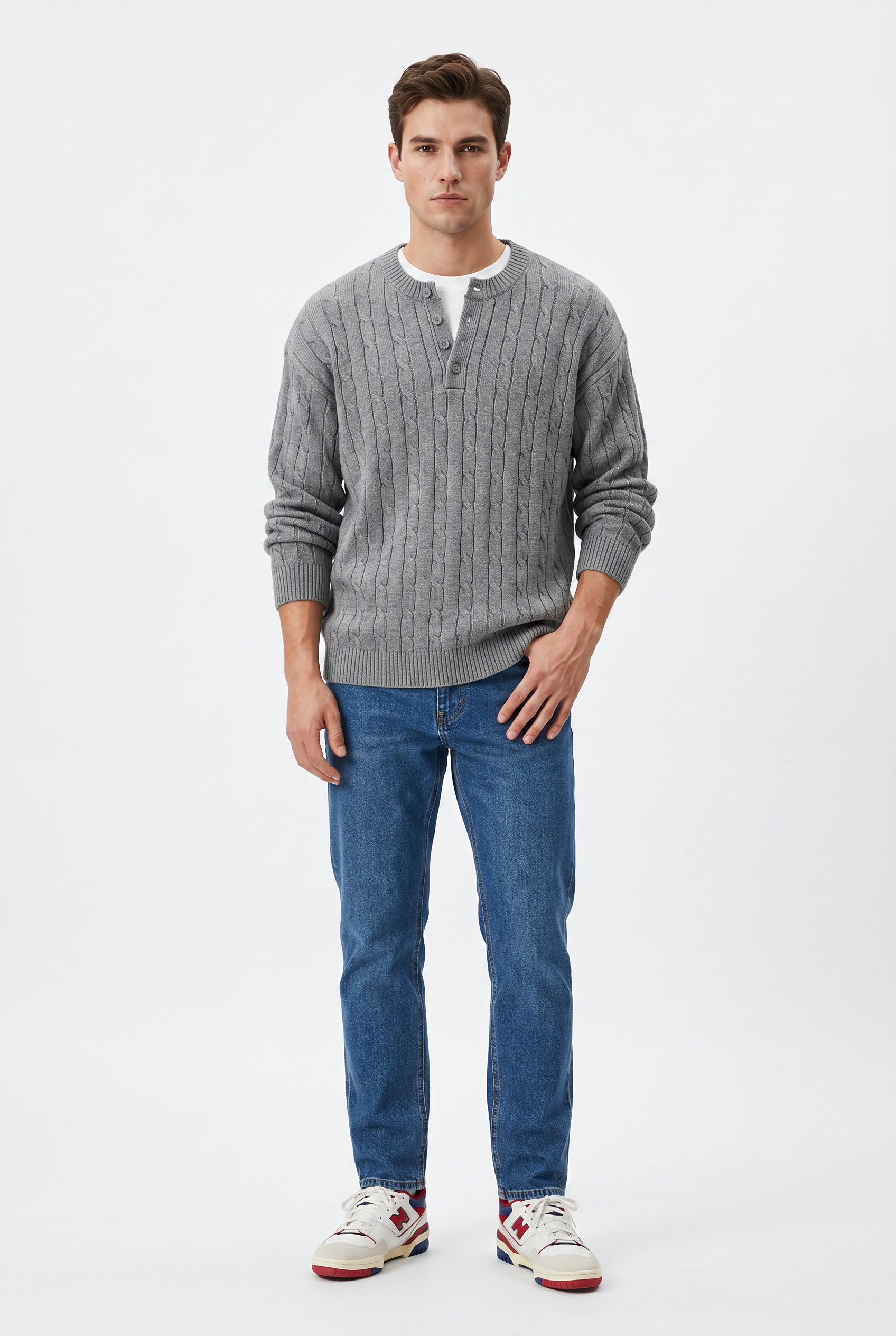 Grey Ribbed Relaxed Sweater